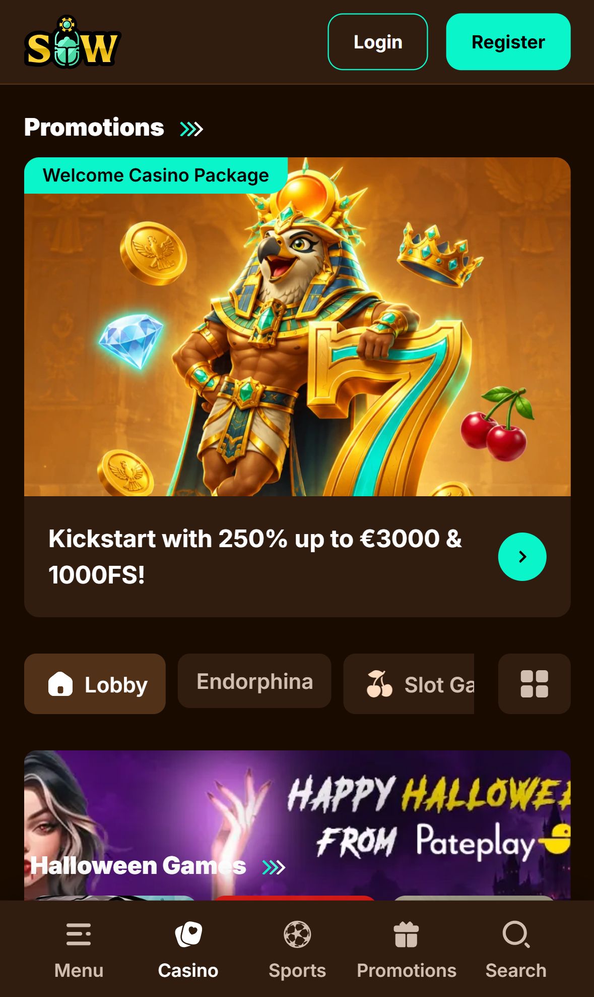 Scarawins — Homepage (Mobile)