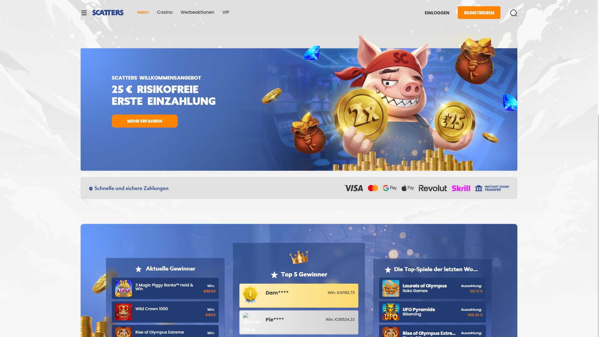 Scatters — Startseite (Desktop)