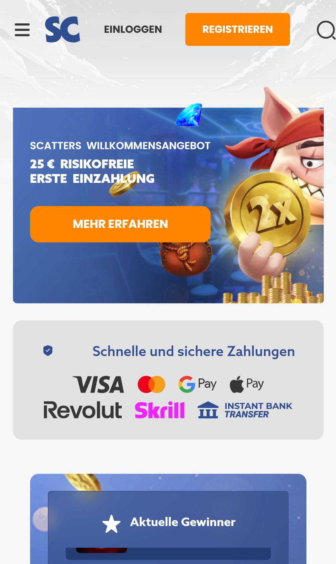Scatters — Startseite (Mobil)