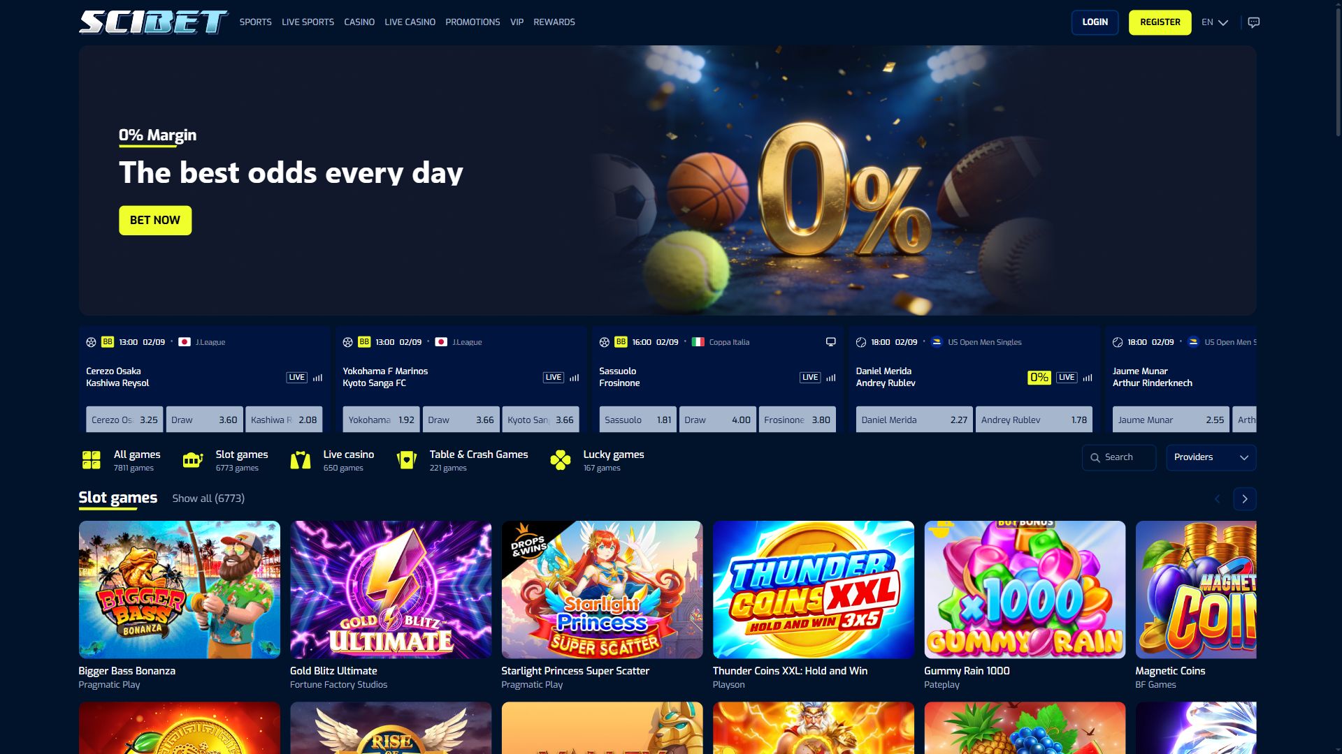 Scibet — Homepage (Desktop)