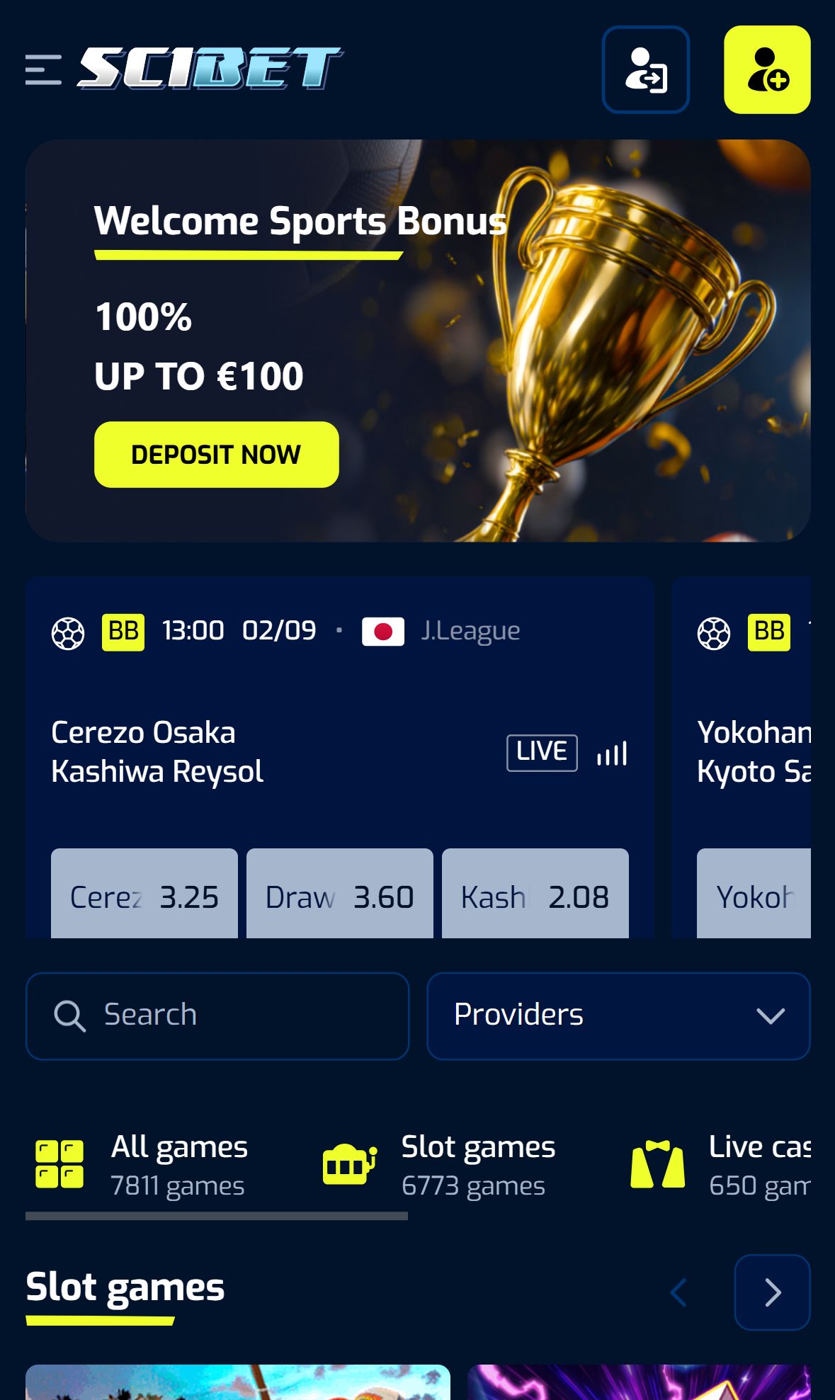 Scibet — Homepage (Mobile)