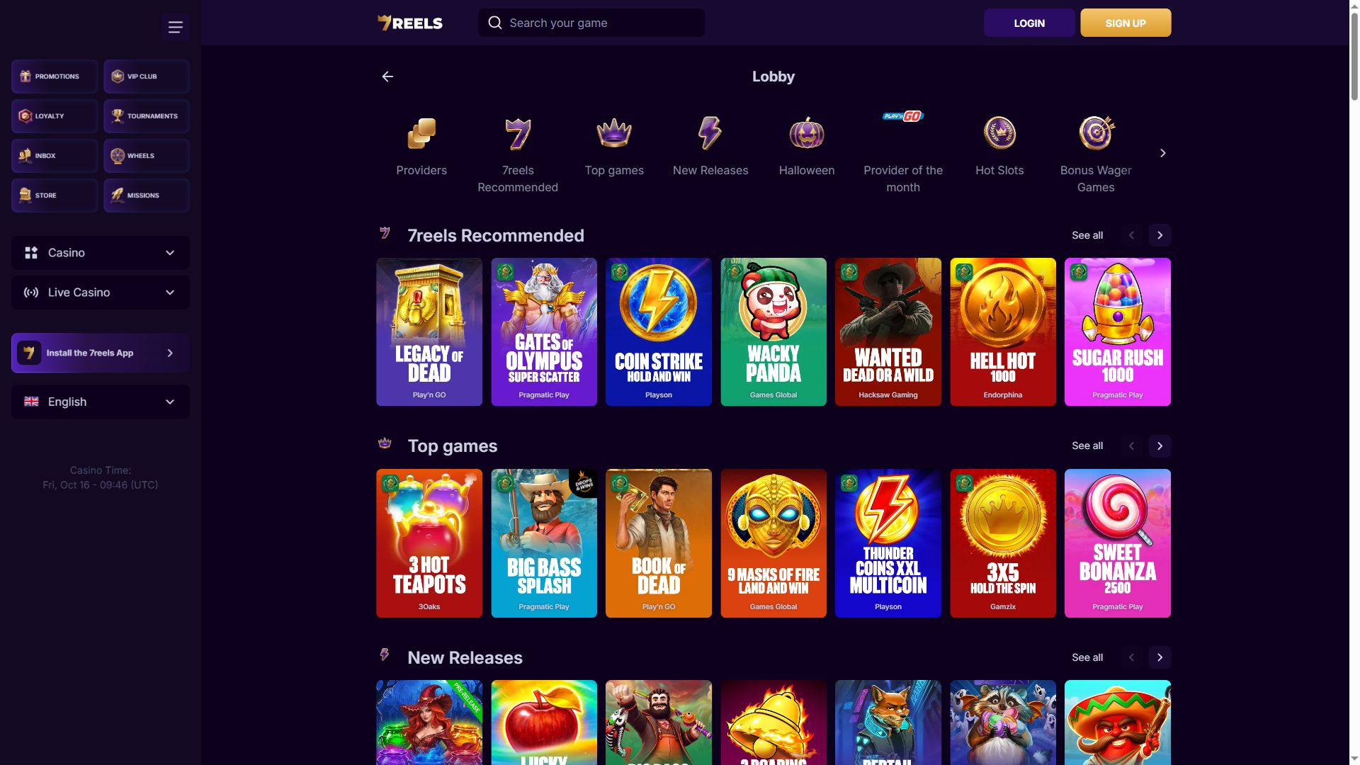 7Reels — Lobby (Desktop)