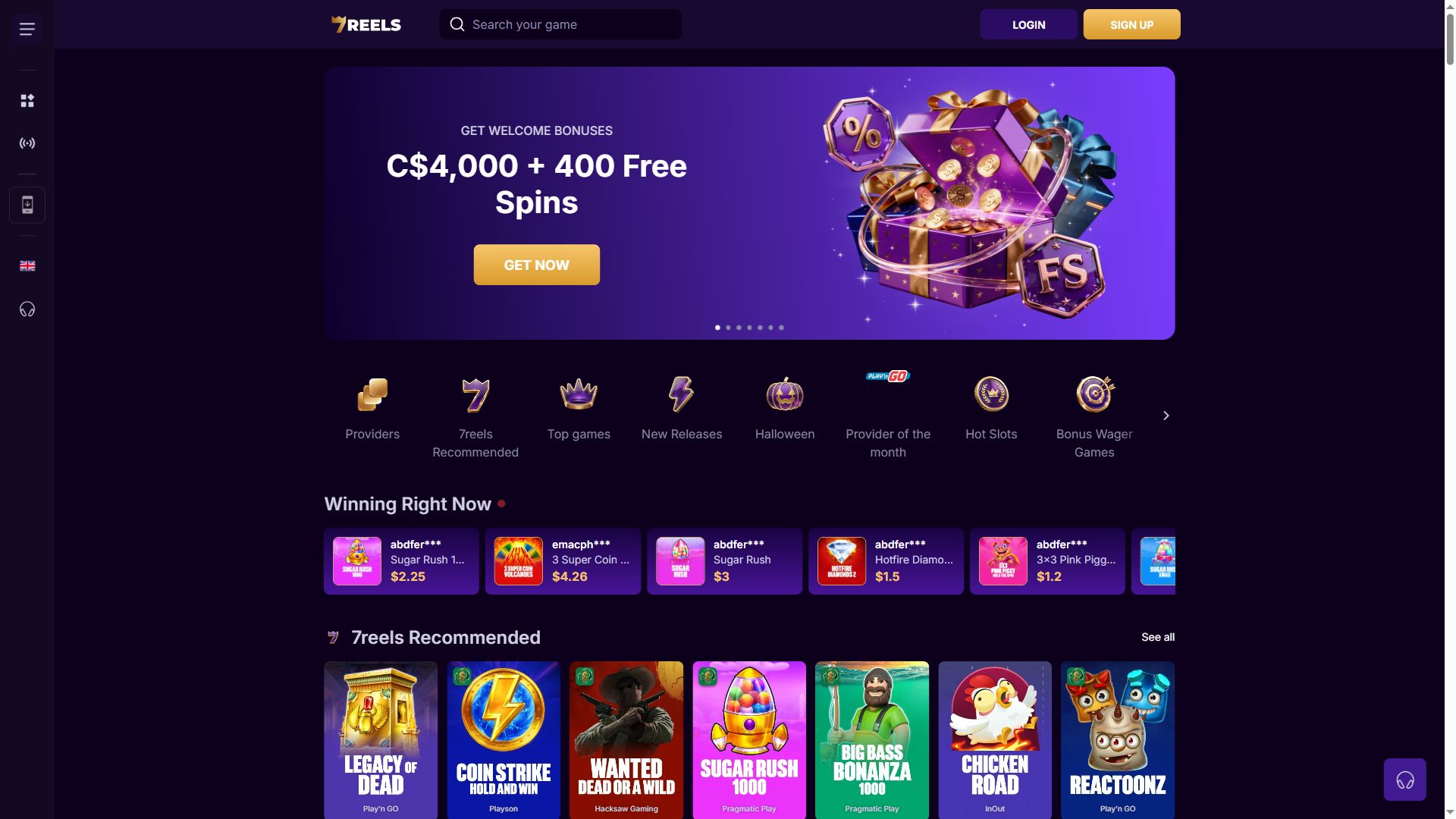 7Reels — Homepage (Desktop)
