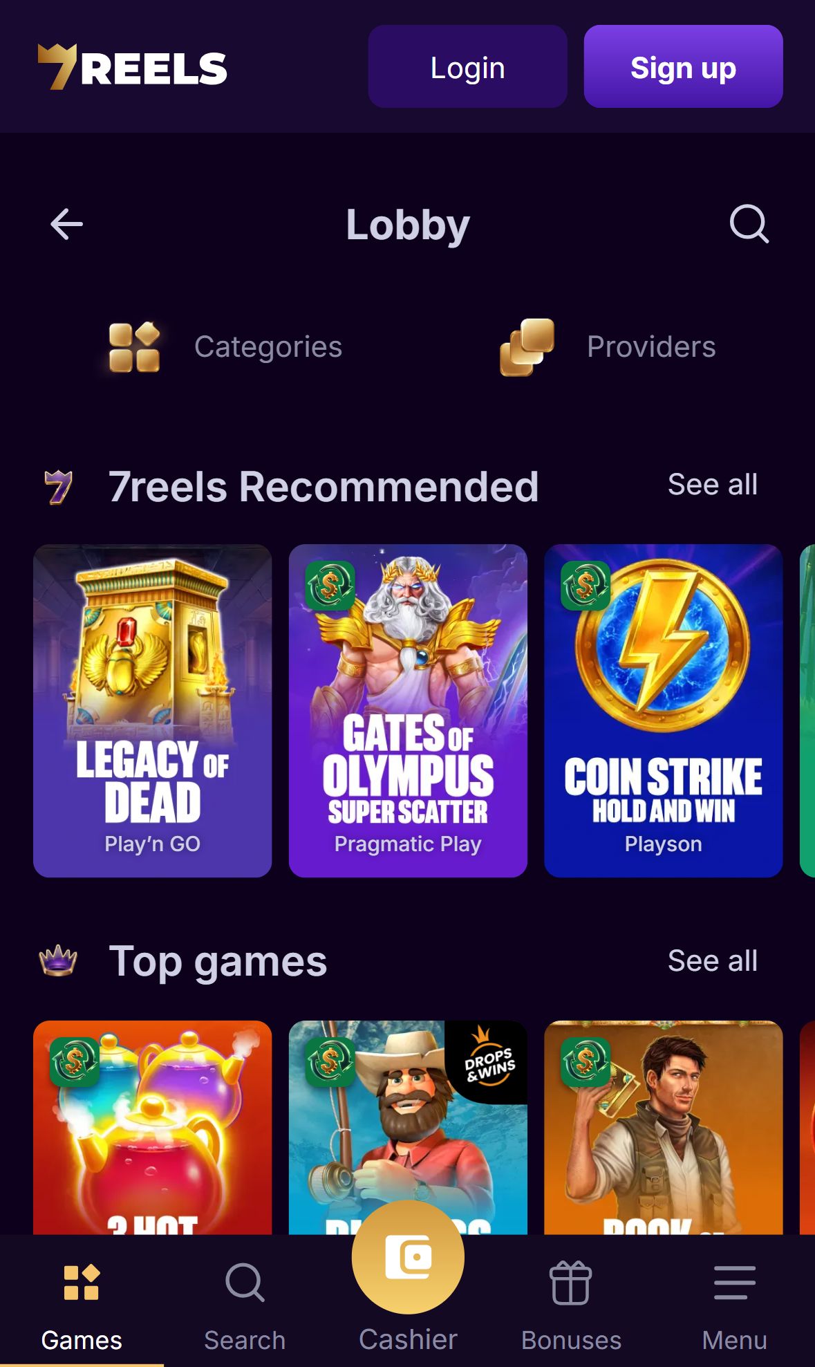 7Reels — Lobby (Mobile)