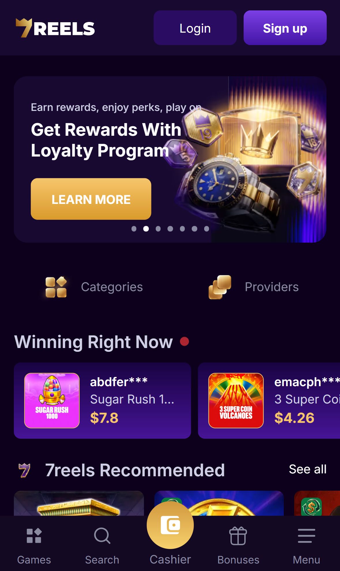 7Reels — Homepage (Mobile)