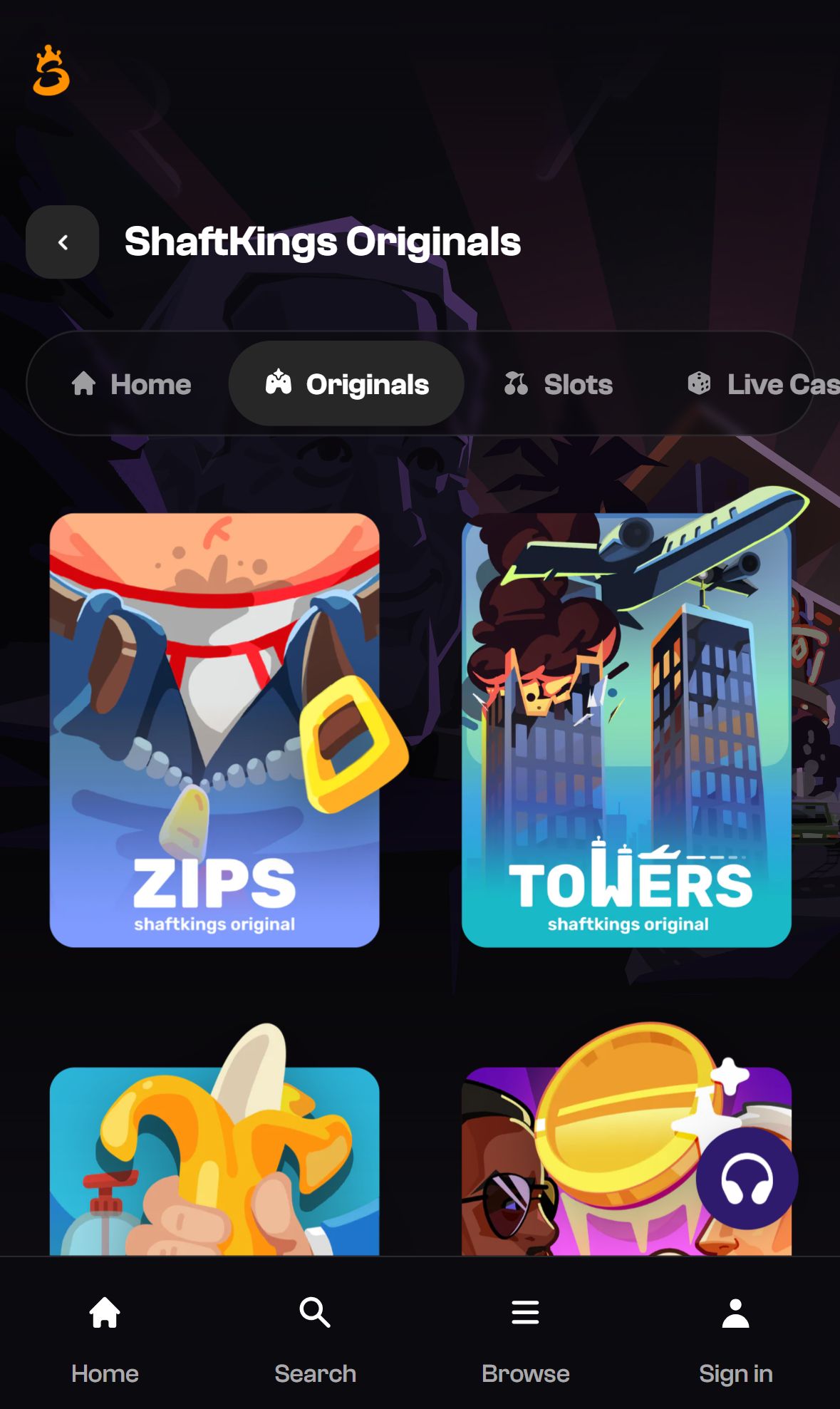 ShaftKings — Lobby (Mobile)
