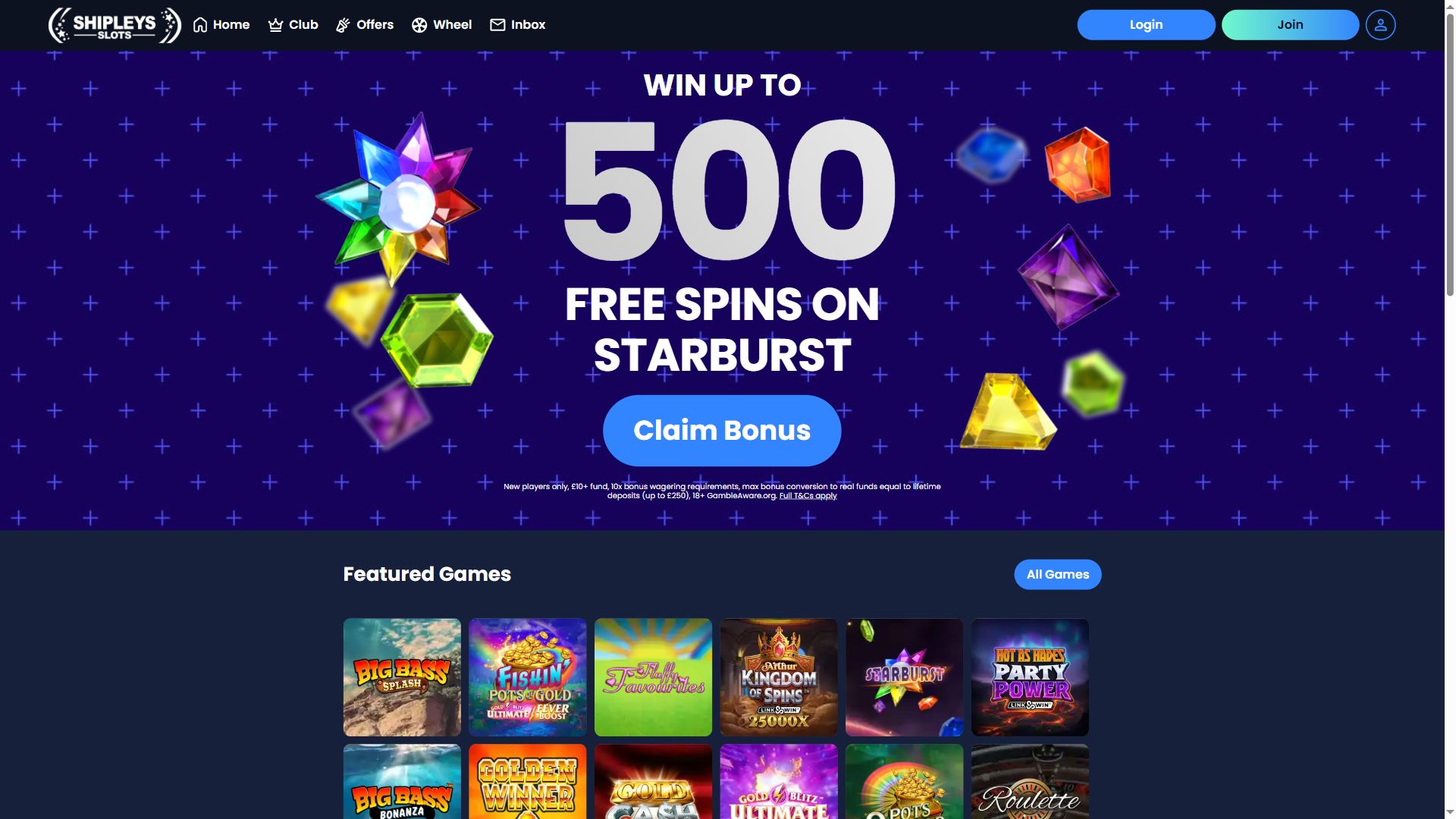 Shipleyslots — Homepage (Desktop)
