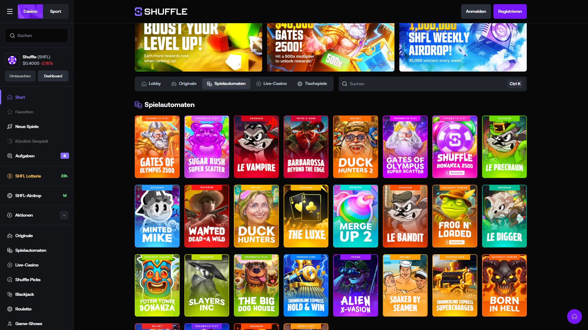 Shuffle — Lobby (Desktop)