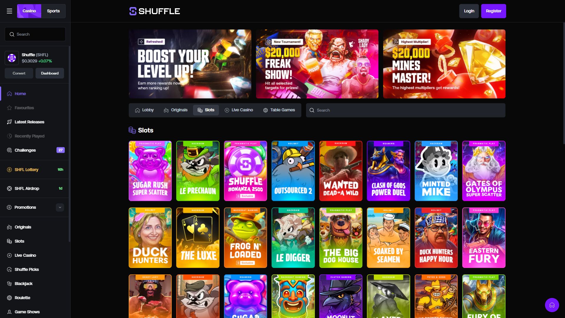 Shuffle — Lobby (Desktop)