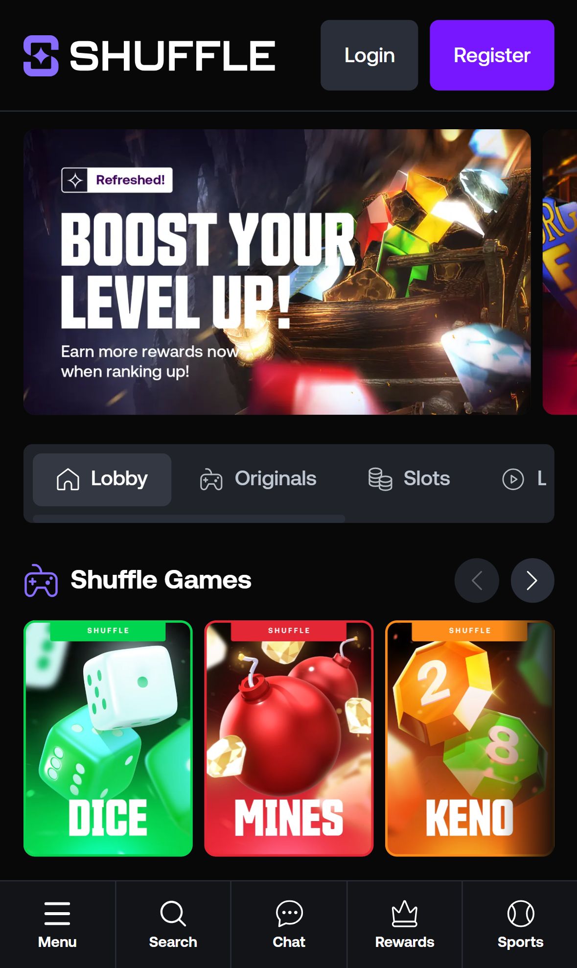 Shuffle — Homepage (Mobile)