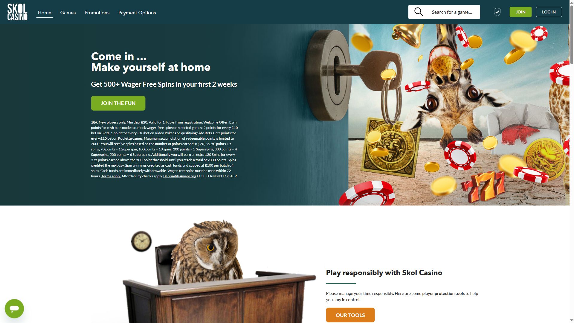 Skol Casino — Homepage (Desktop)