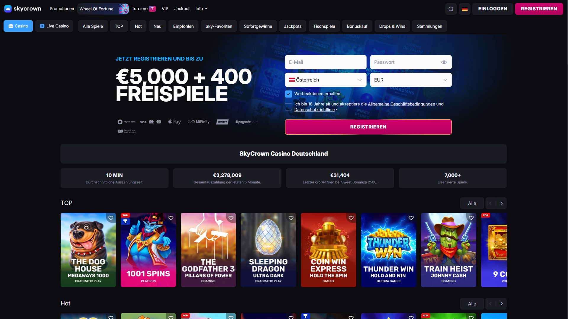 Skycrown — Startseite (Desktop)