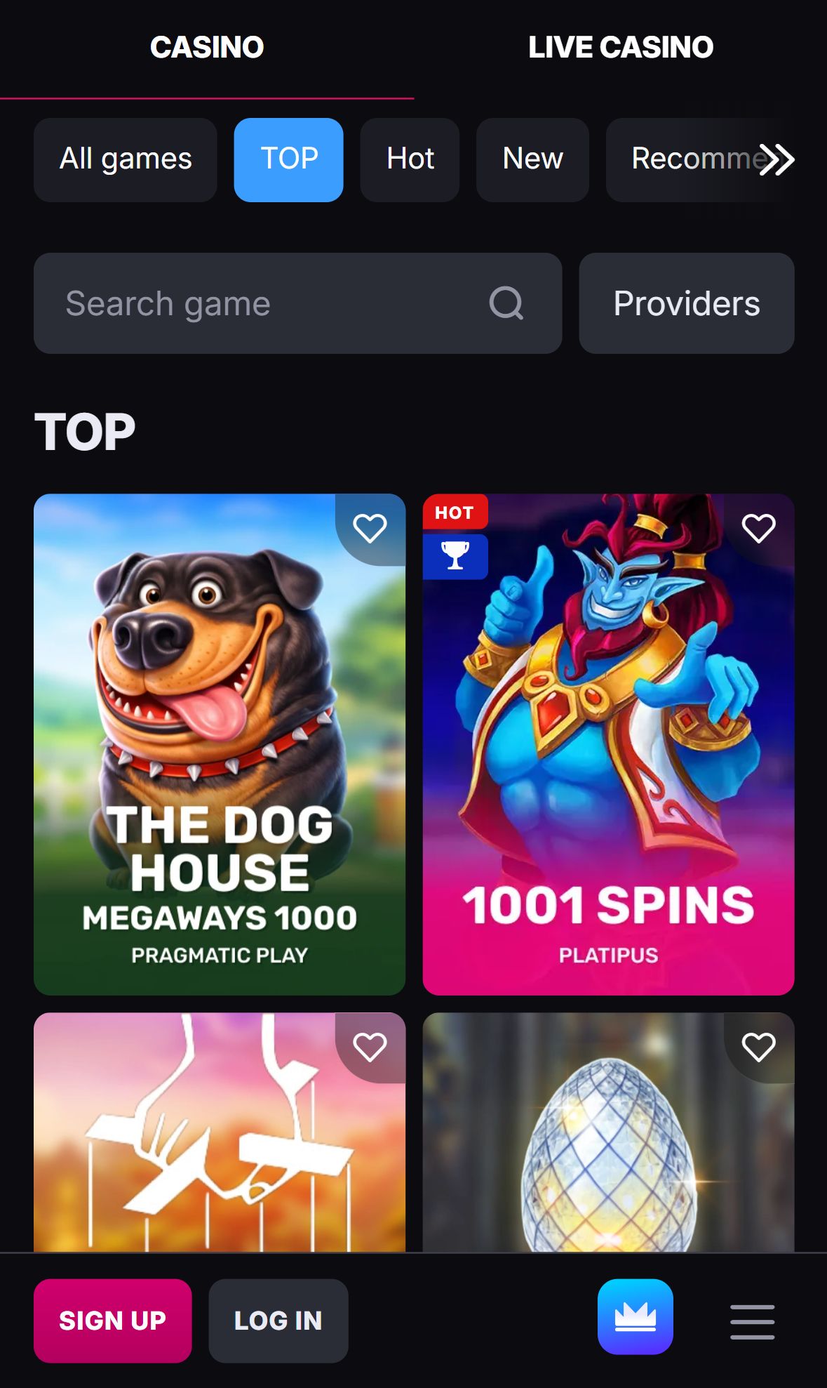 Skycrown — Lobby (Mobile)