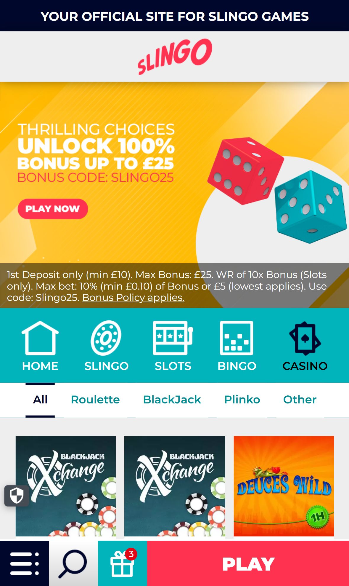 Slingo — Lobby (Mobile)