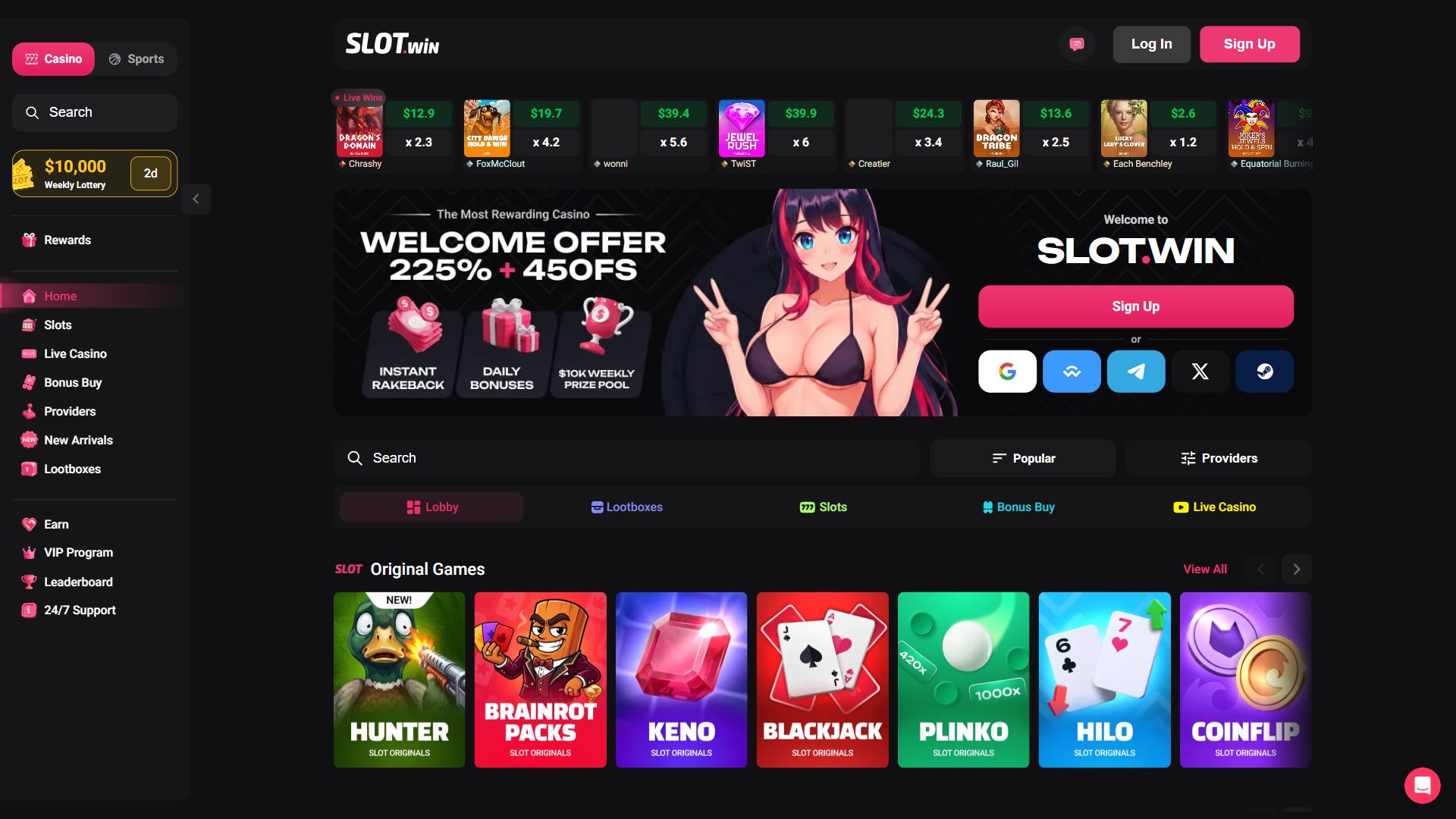 SLOT.win — Homepage (Desktop)