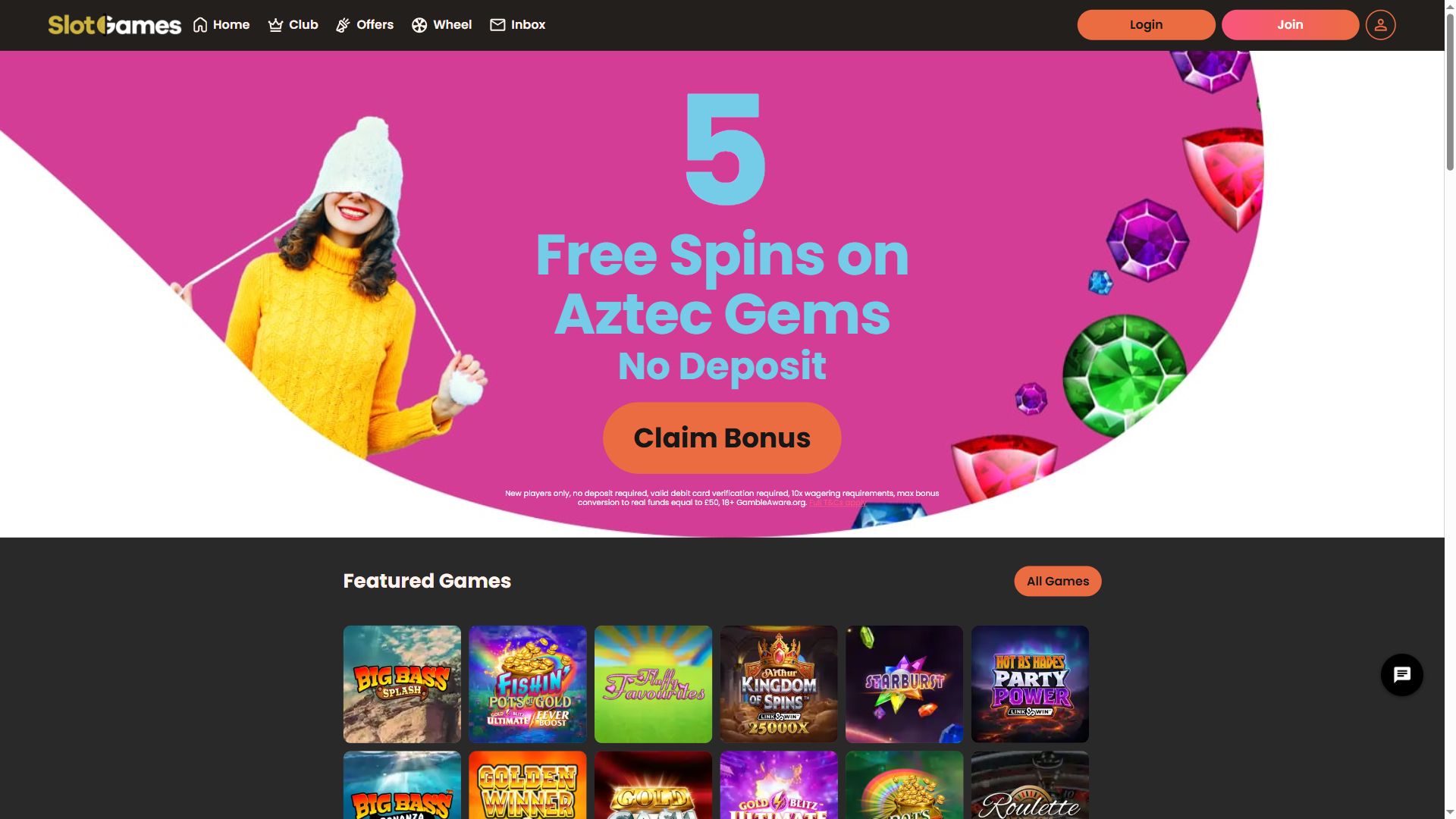 SlotGames — Homepage (Desktop)