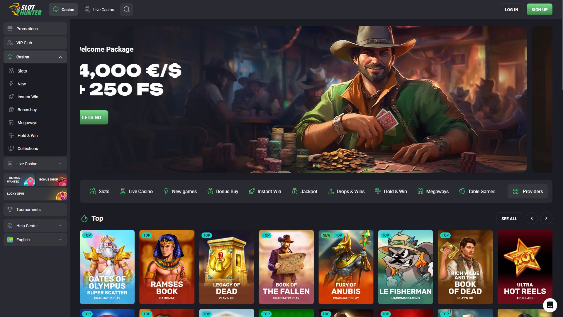 Slothunter — Homepage (Desktop)