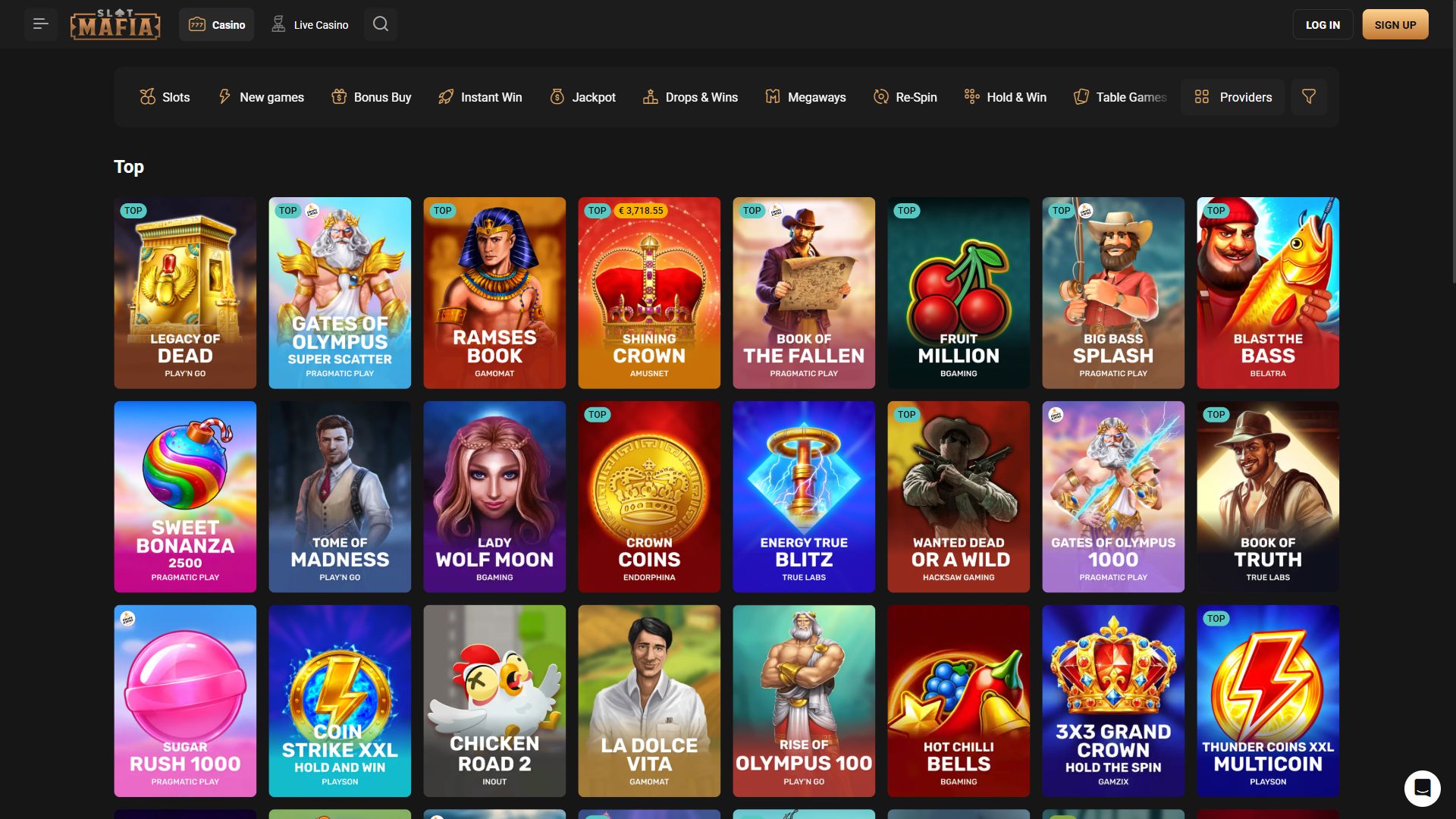 Slot Mafia — Lobby (Desktop)