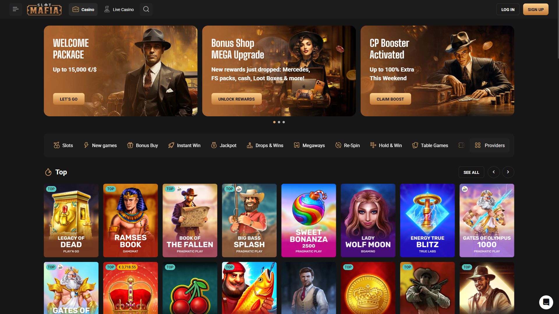 Slot Mafia — Homepage (Desktop)
