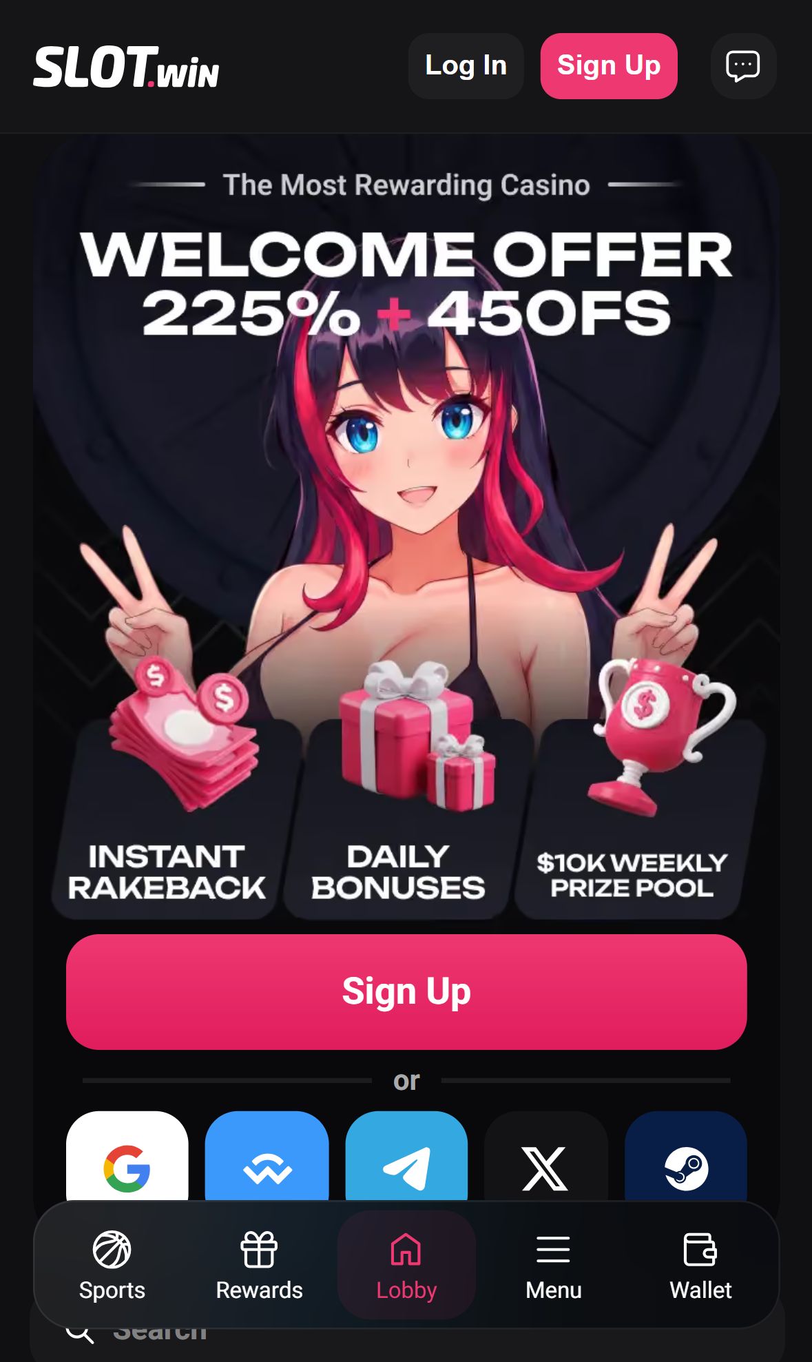 SLOT.win — Homepage (Mobile)