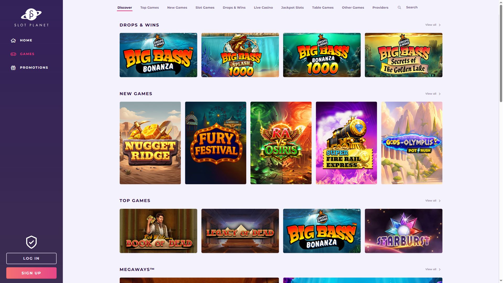 Slotplanet — Lobby (Desktop)