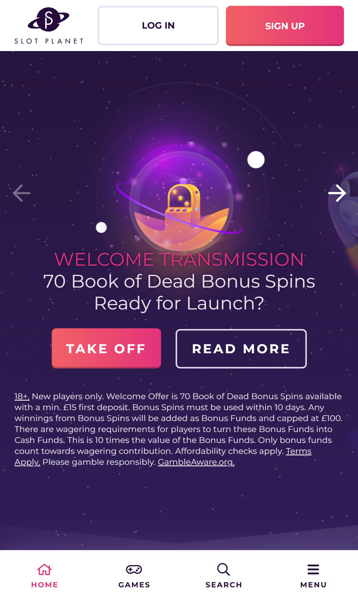 Slotplanet — Homepage (Mobile)
