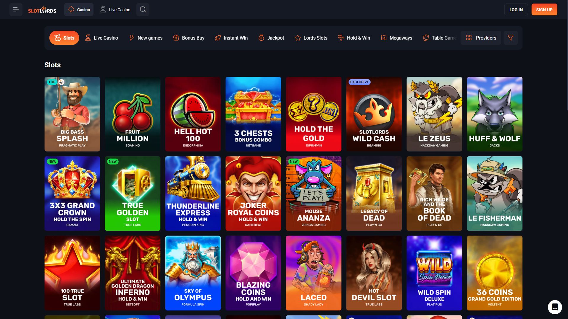 Slotlords — Lobby (Desktop)