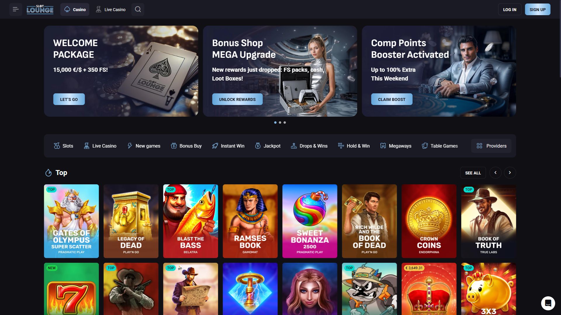 Slot Lounge — Homepage (Desktop)