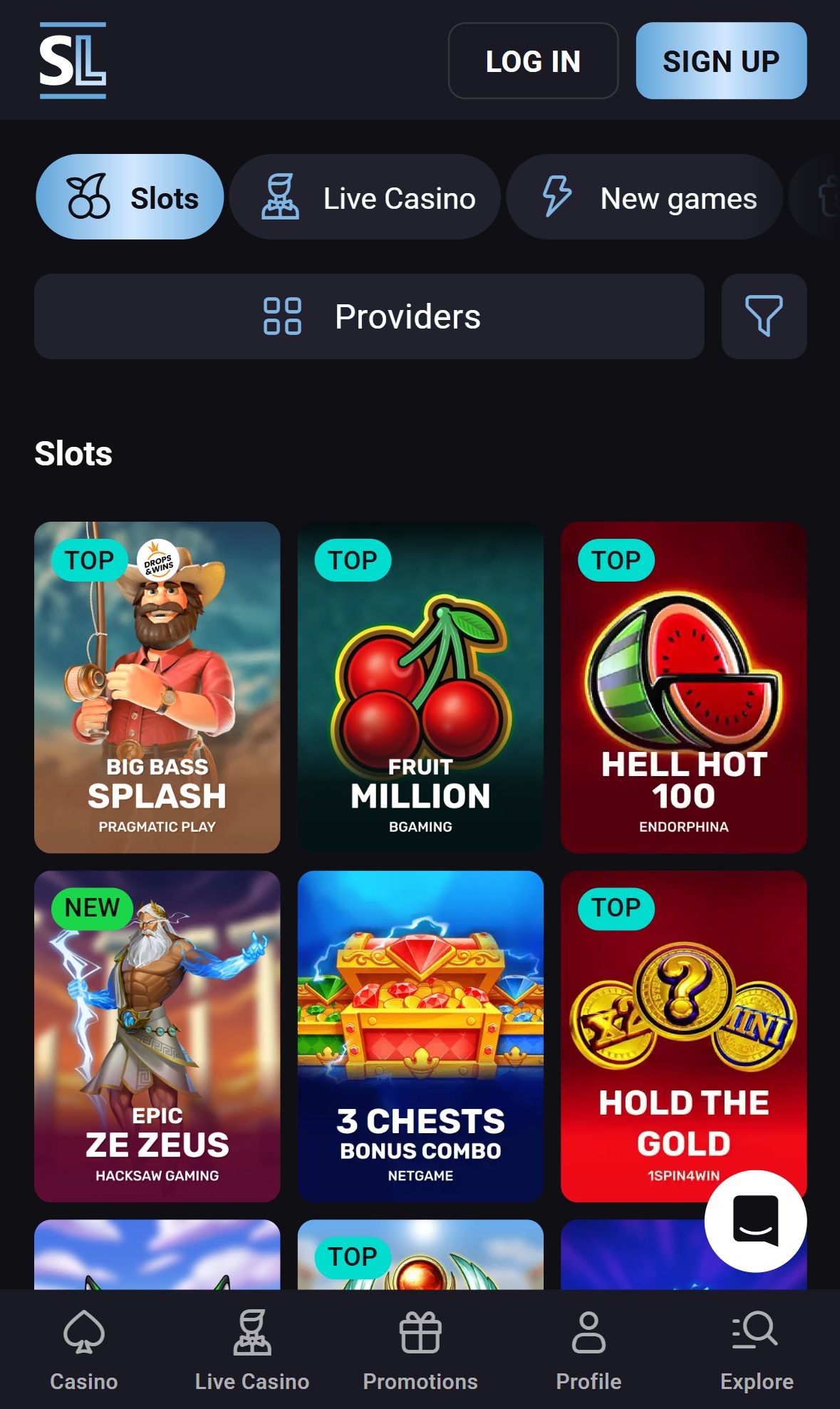 Slot Lounge — Lobby (Mobile)