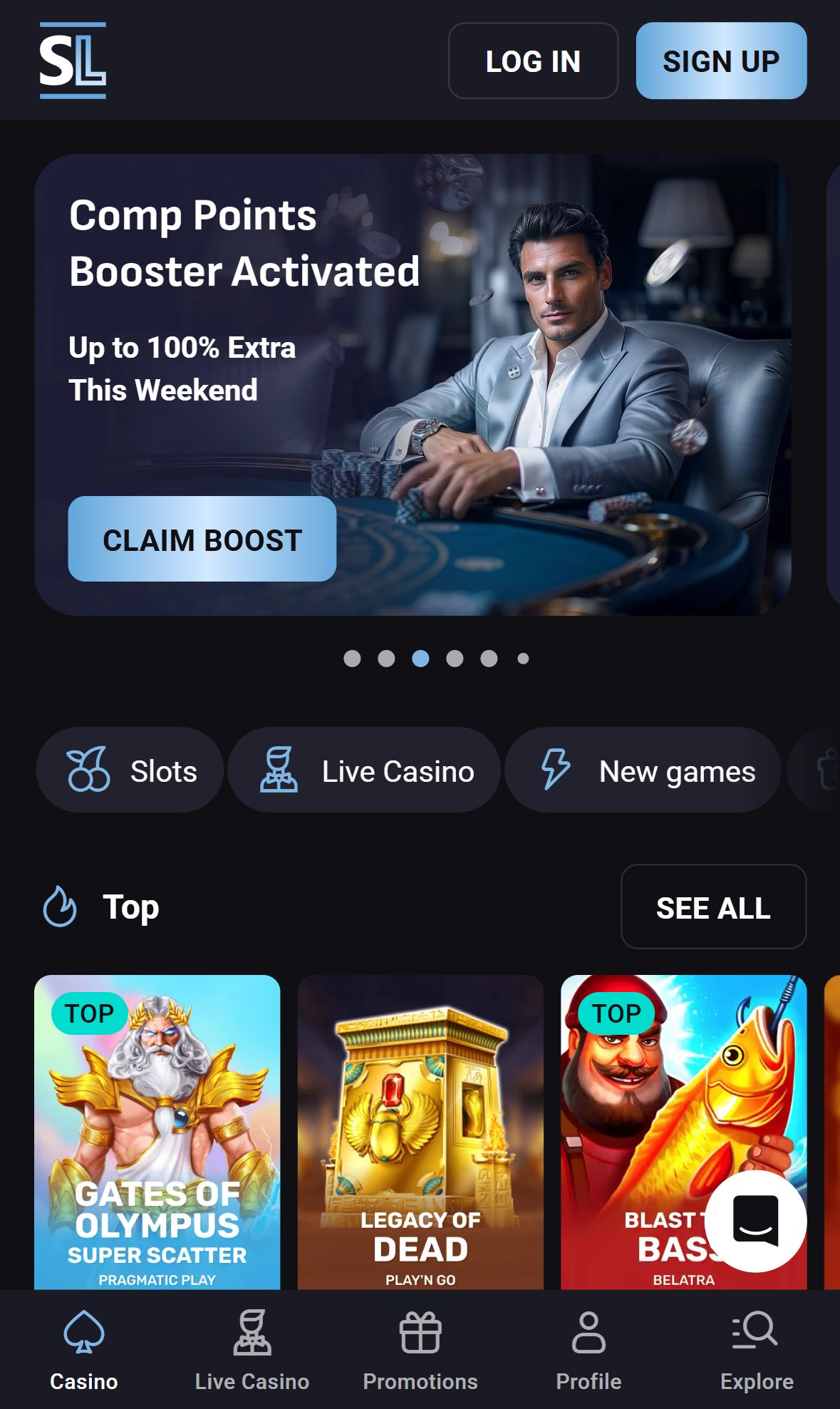 Slot Lounge — Homepage (Mobile)