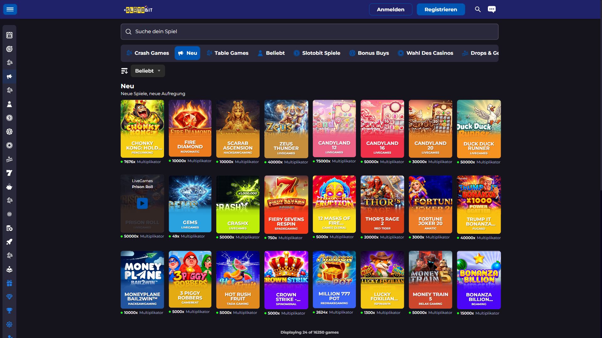 Slotobit — Lobby (Desktop)