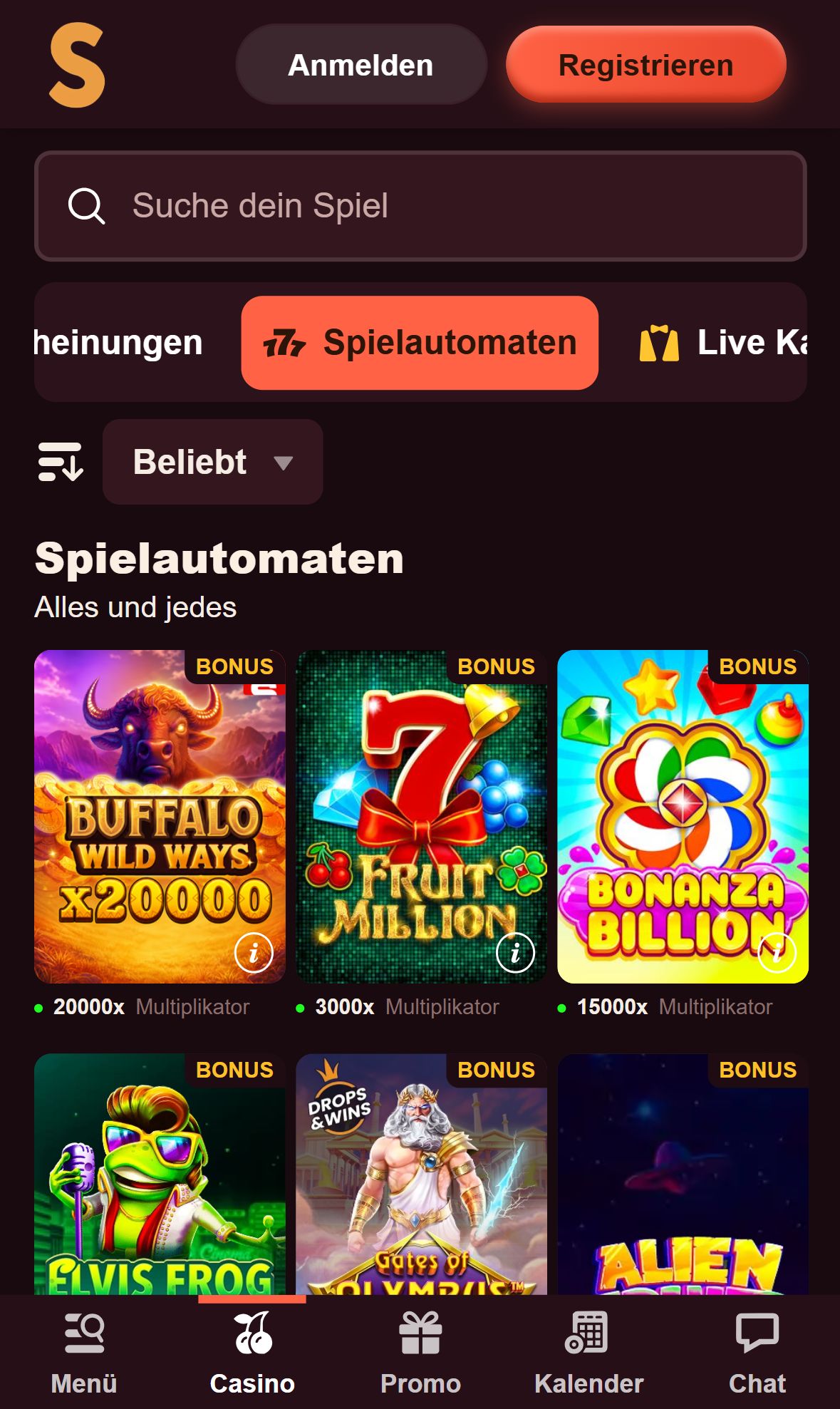 SlotoRush — Startseite (Mobil)