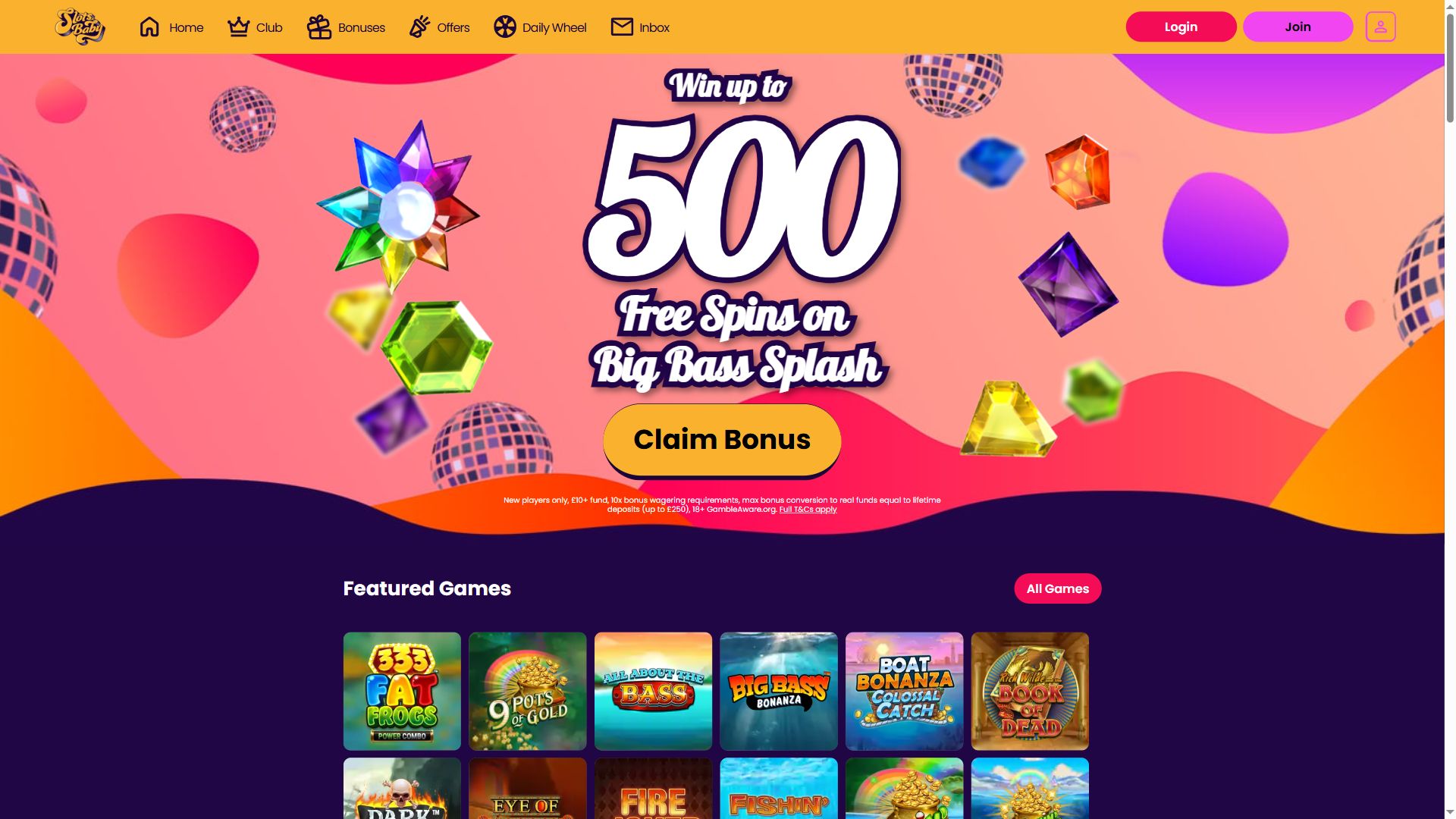 Slots Baby — Homepage (Desktop)