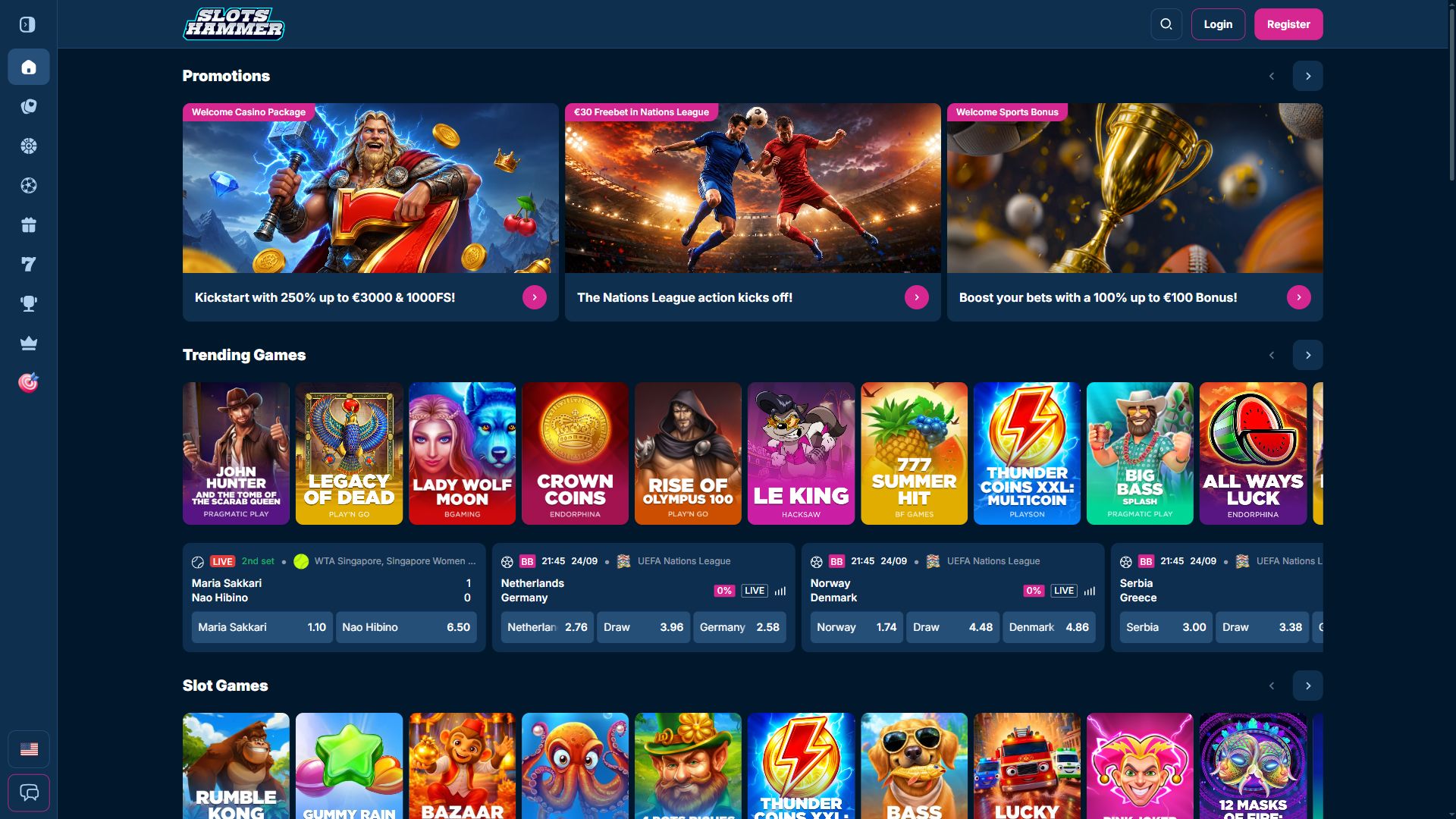 Slots Hammer — Homepage (Desktop)
