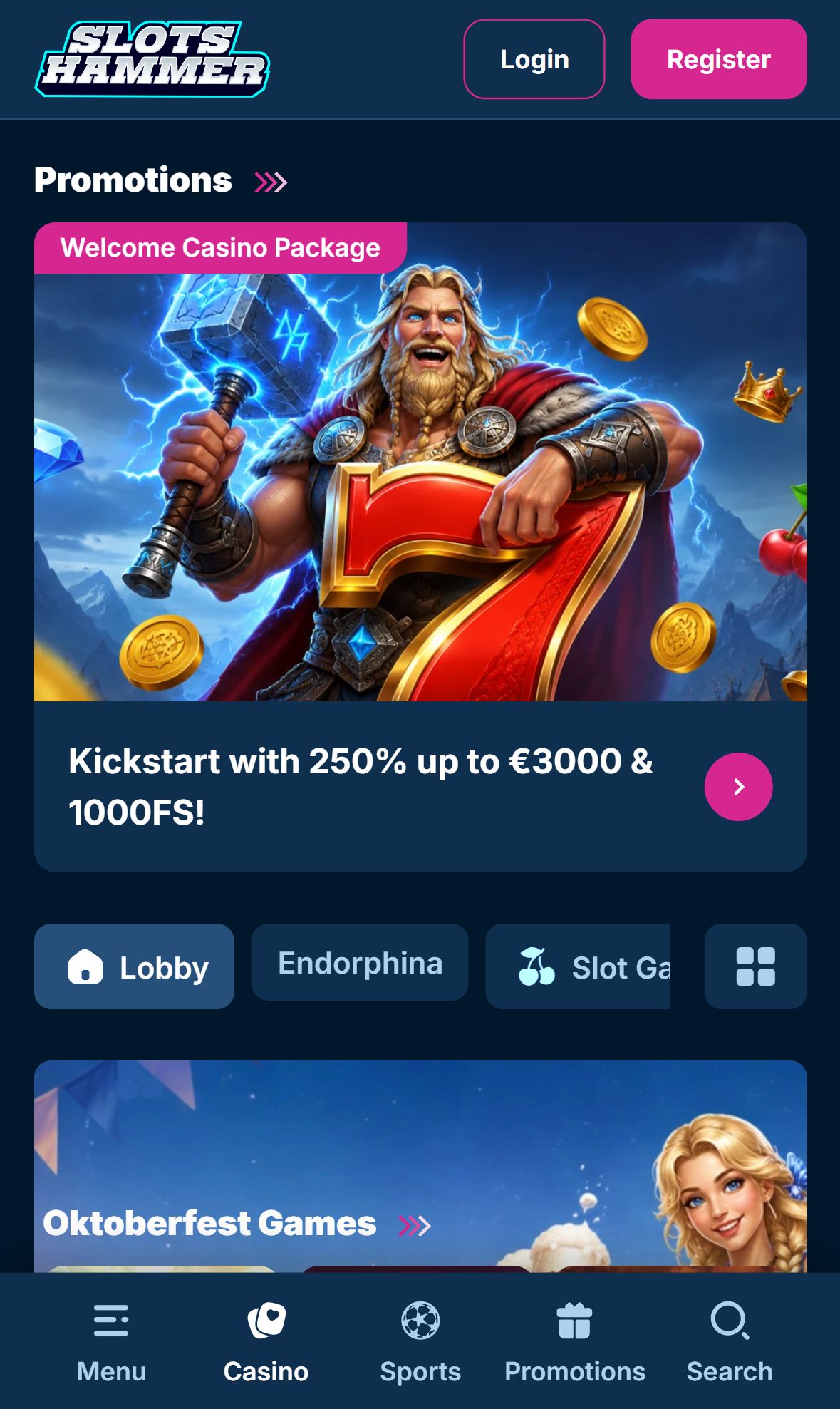 Slots Hammer — Lobby (Mobile)