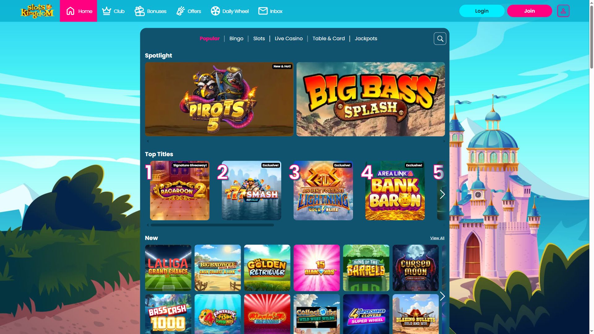 Slots Kingdom — Lobby (Desktop)