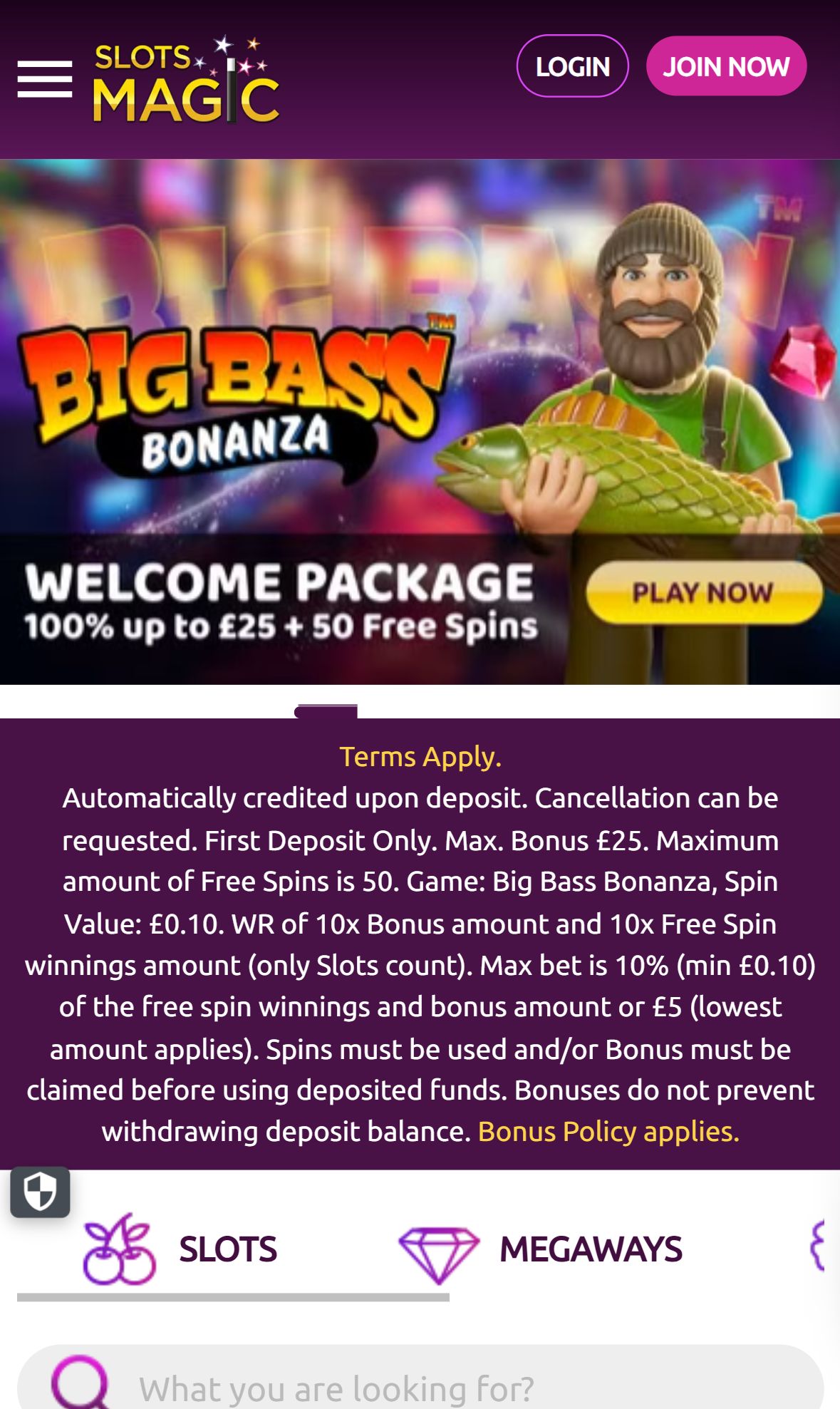 Slotsmagic — Homepage (Mobile)