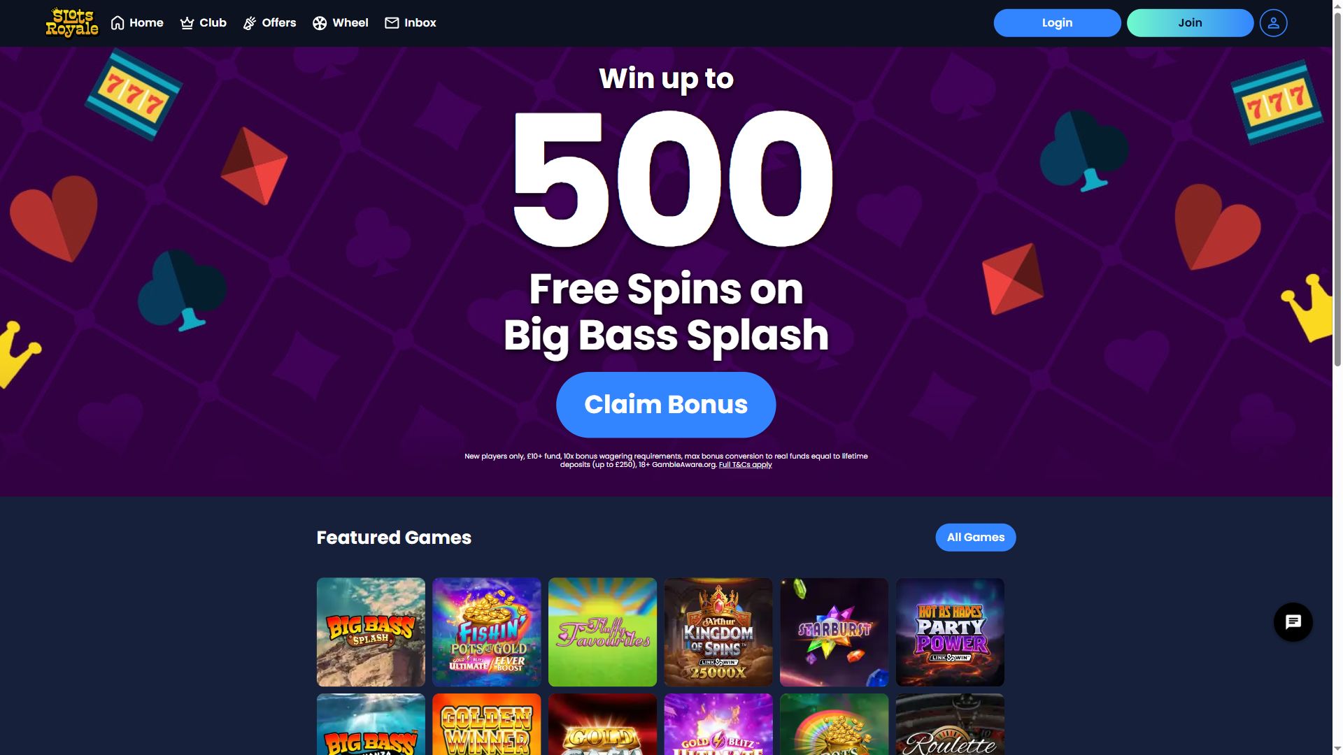 Slots Royale — Homepage (Desktop)