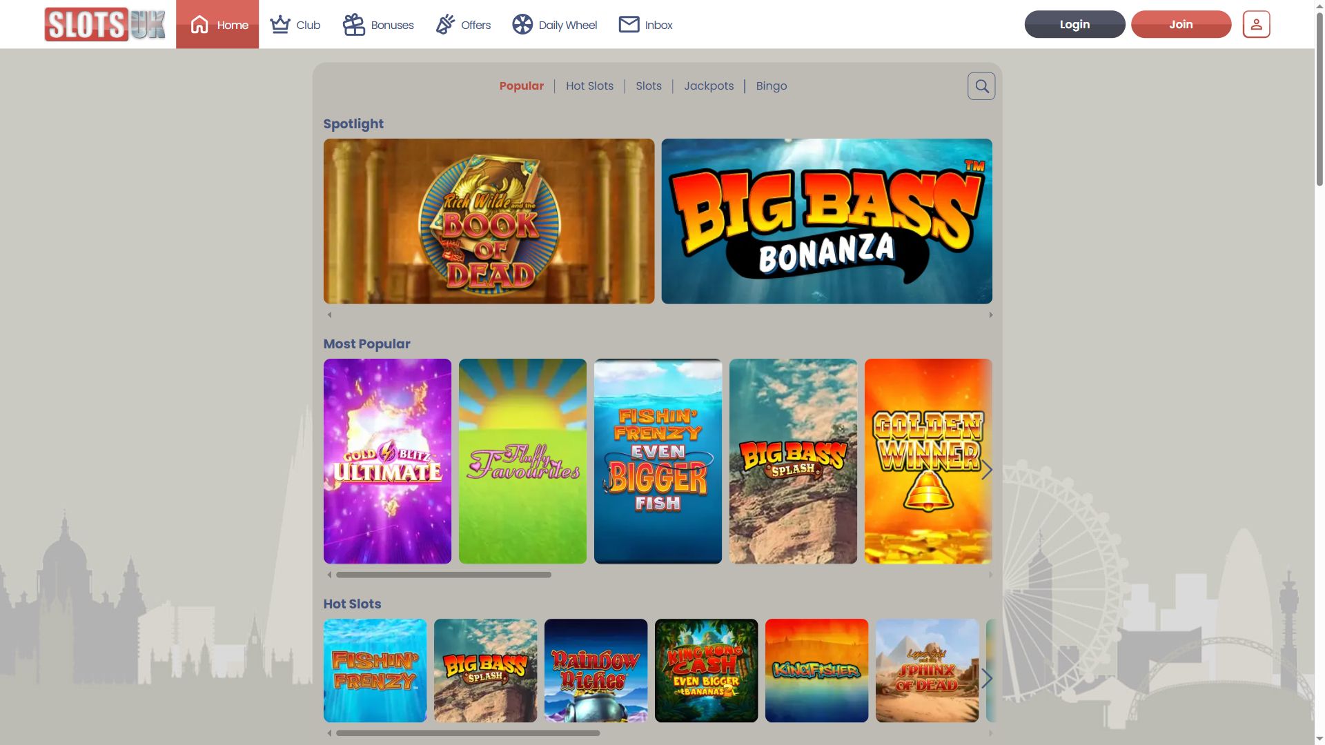 SlotsUK — Lobby (Desktop)