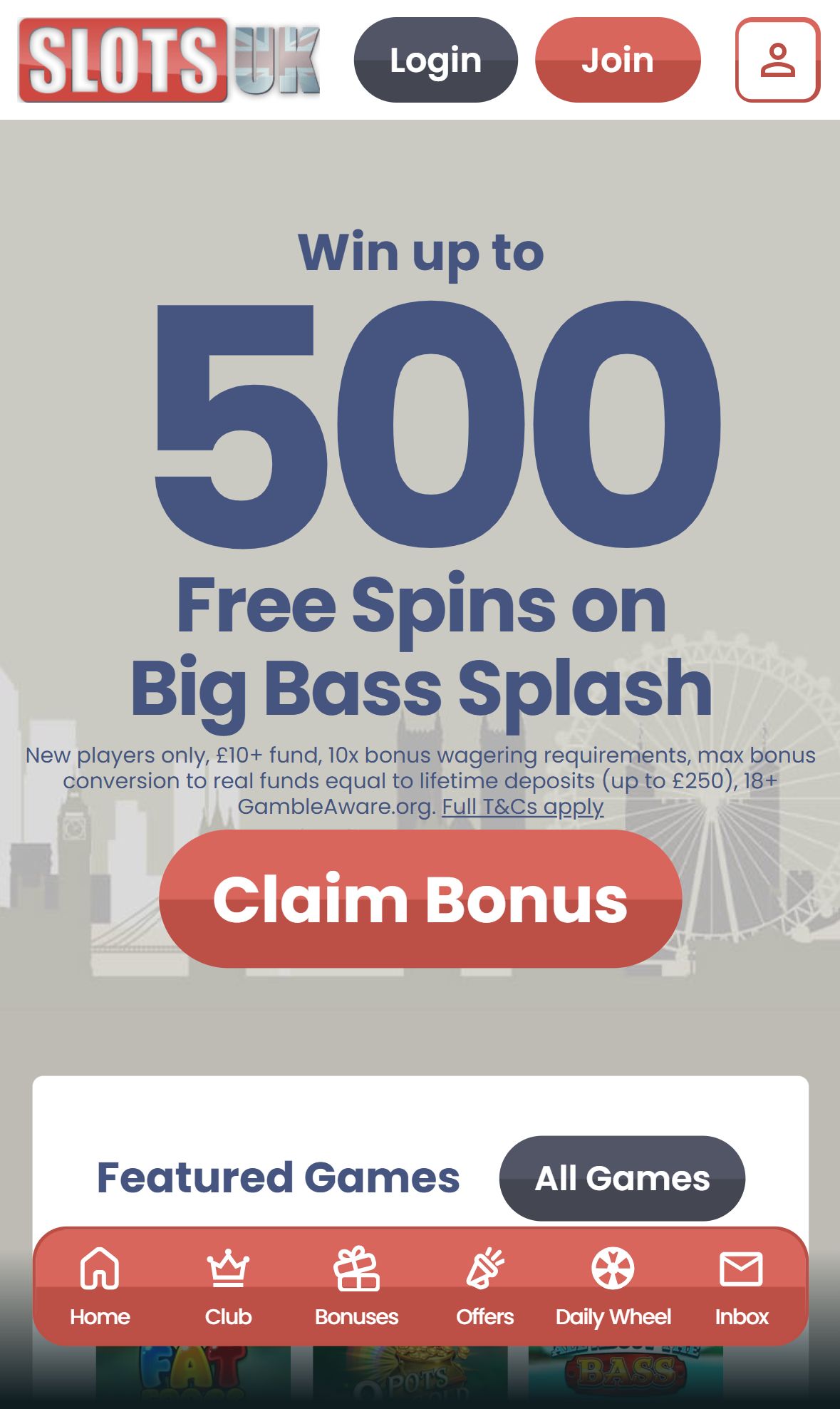 SlotsUK — Homepage (Mobile)