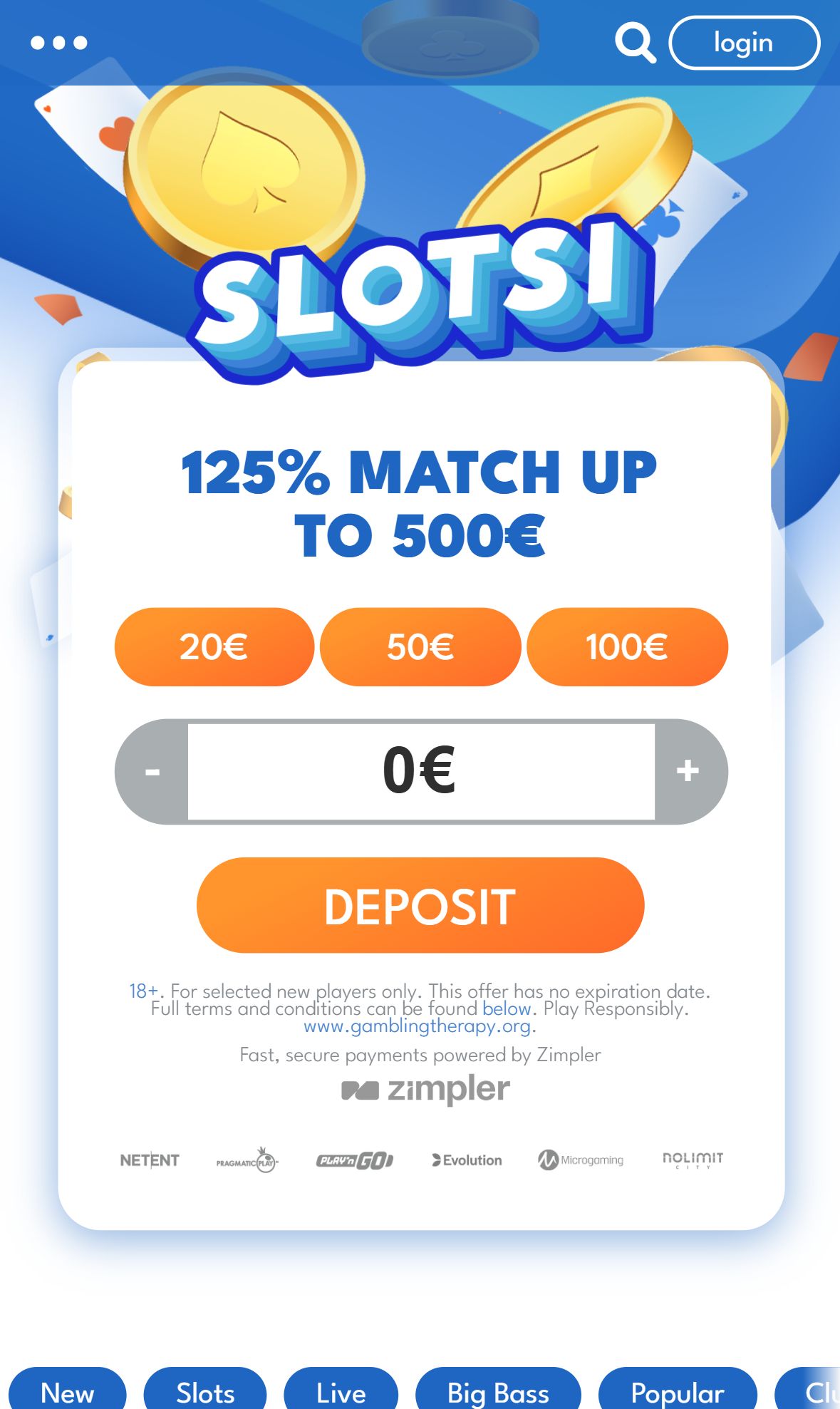 Slotsi — Lobby (Mobile)