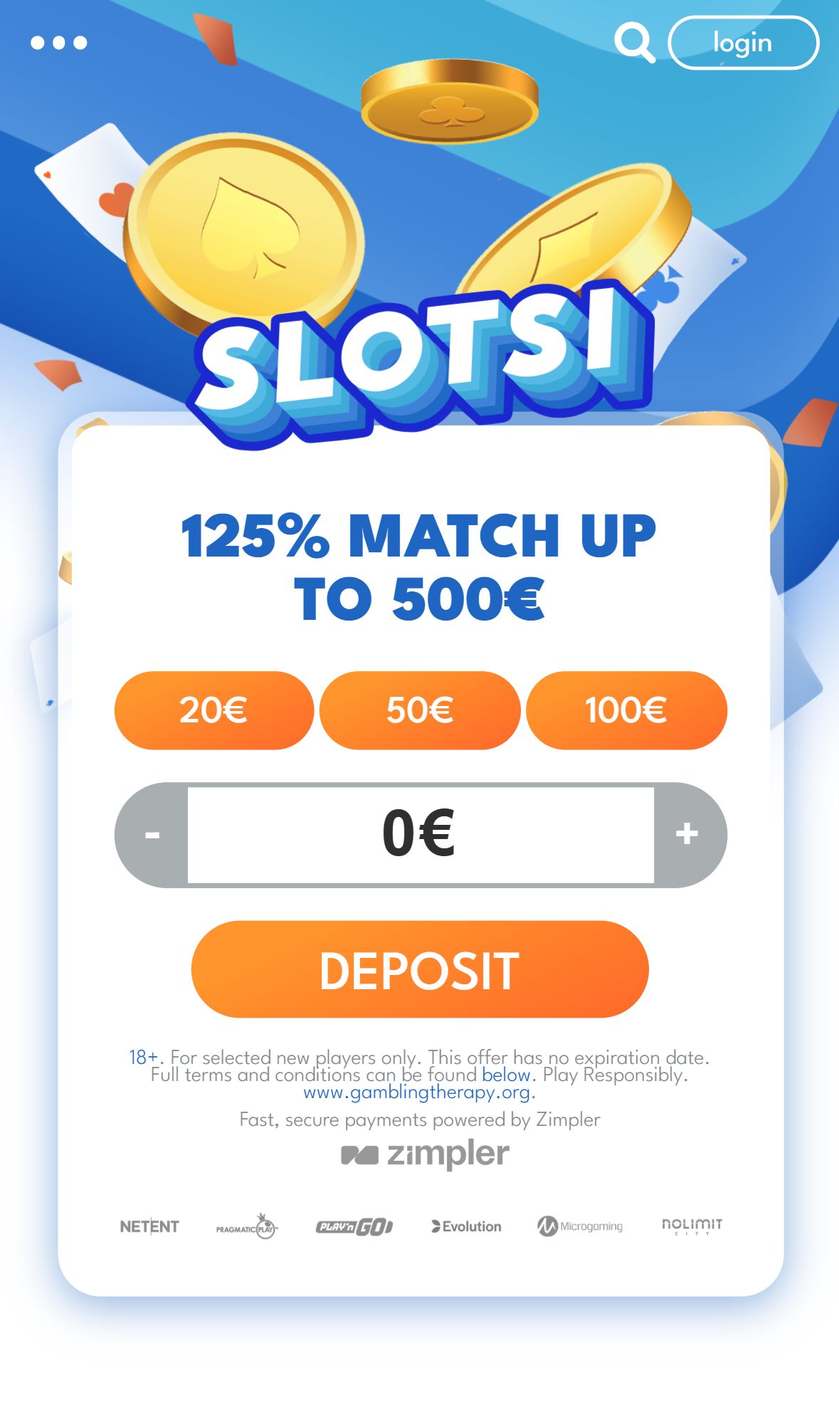 Slotsi — Homepage (Mobile)