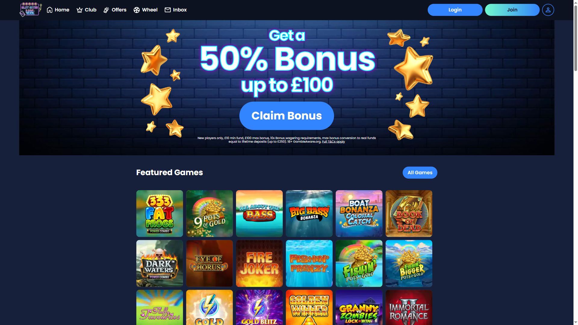 Slot Sites UK — Homepage (Desktop)