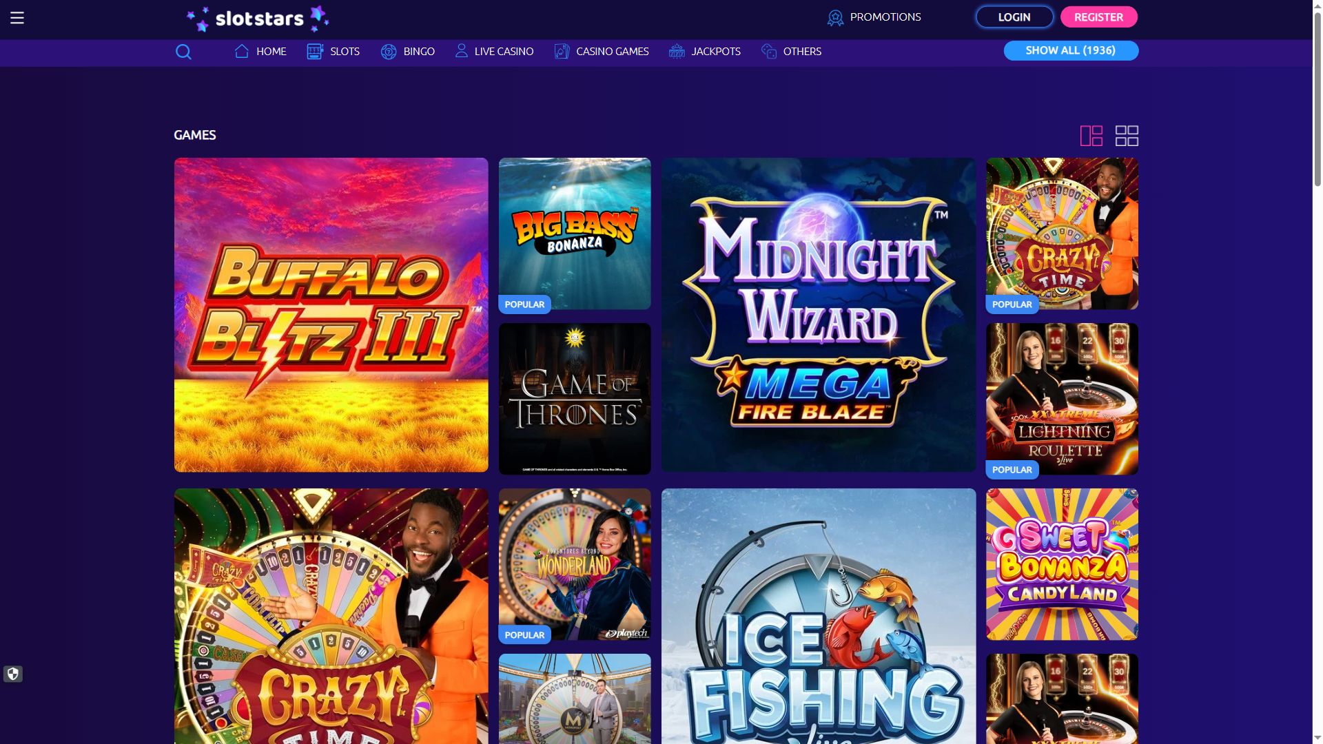 Slotstars — Lobby (Desktop)