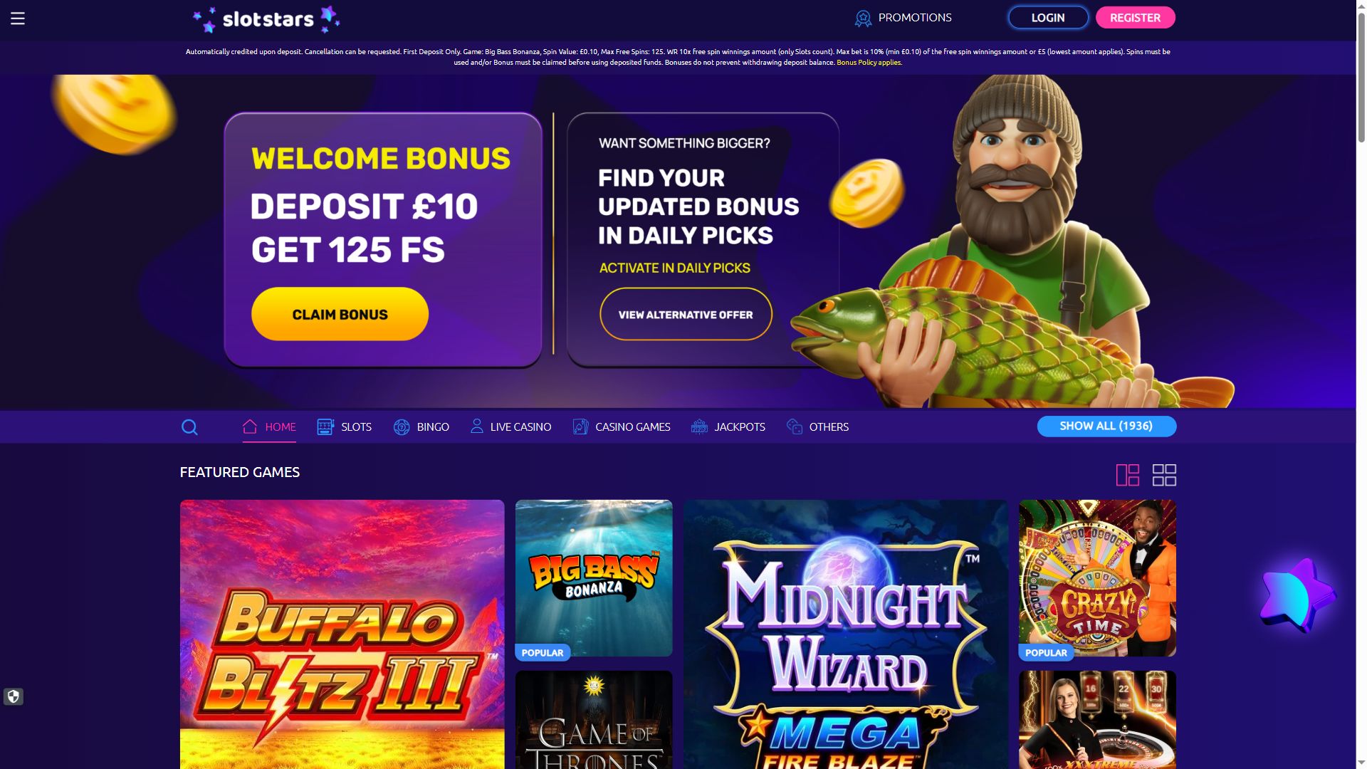 Slotstars — Homepage (Desktop)