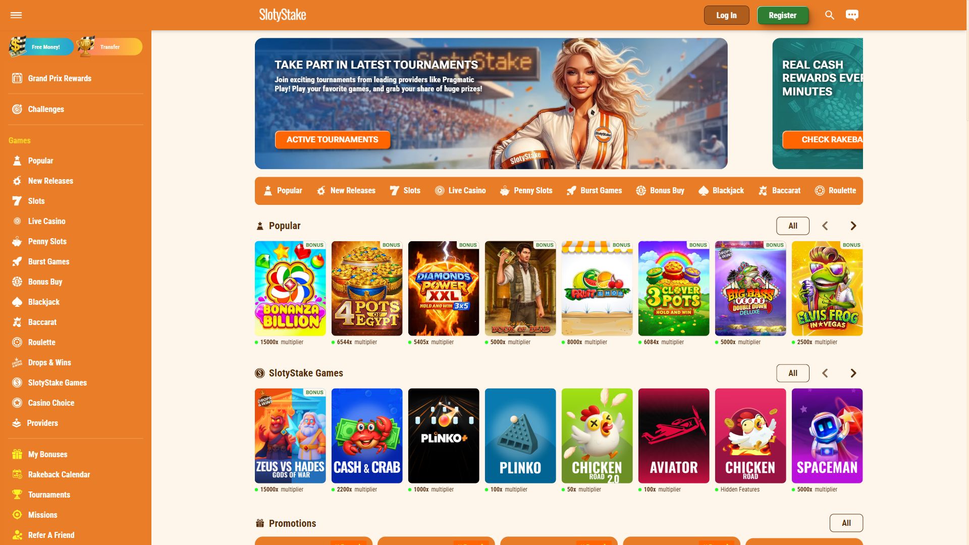 SlotyStake — Homepage (Desktop)