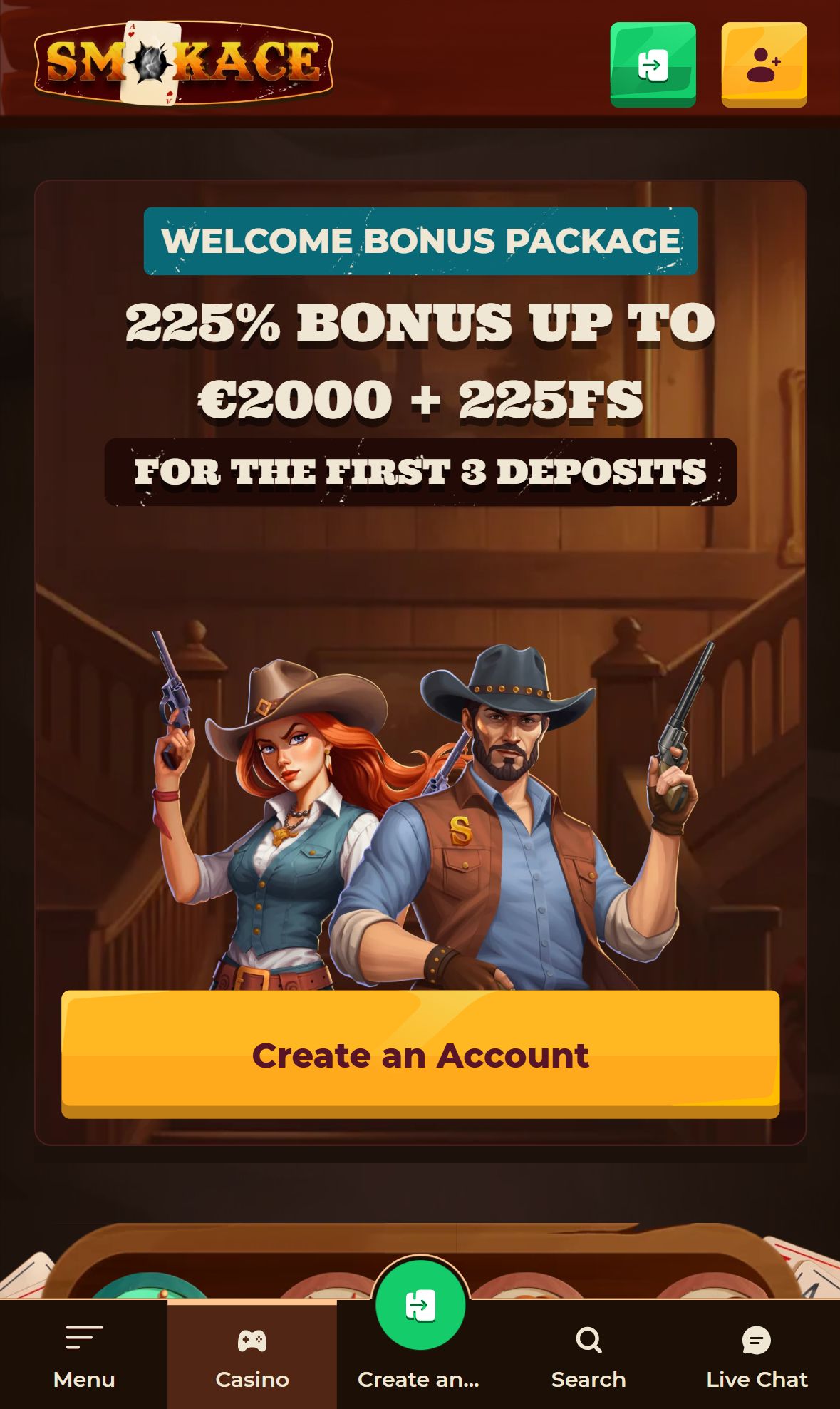 Smokace — Lobby (Mobile)
