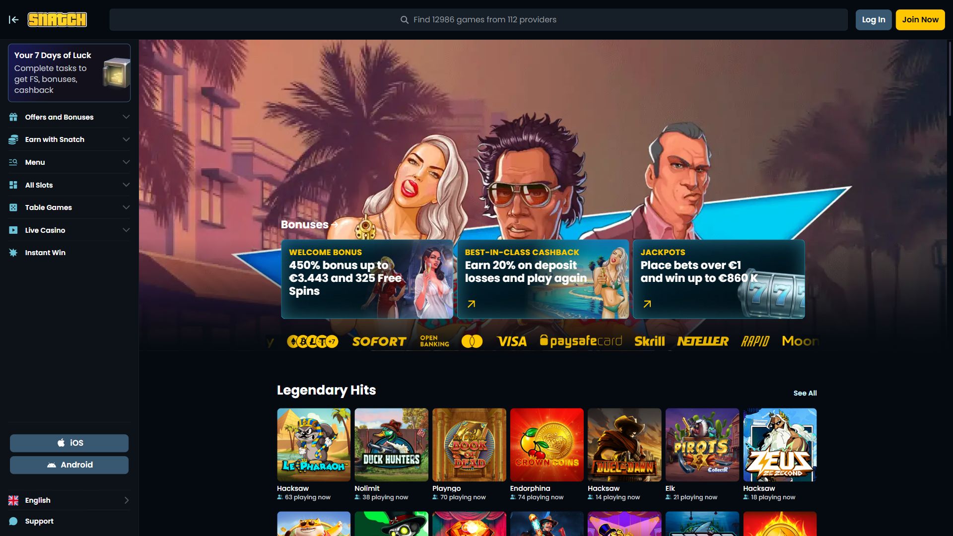 Snatch Casino — Homepage (Desktop)