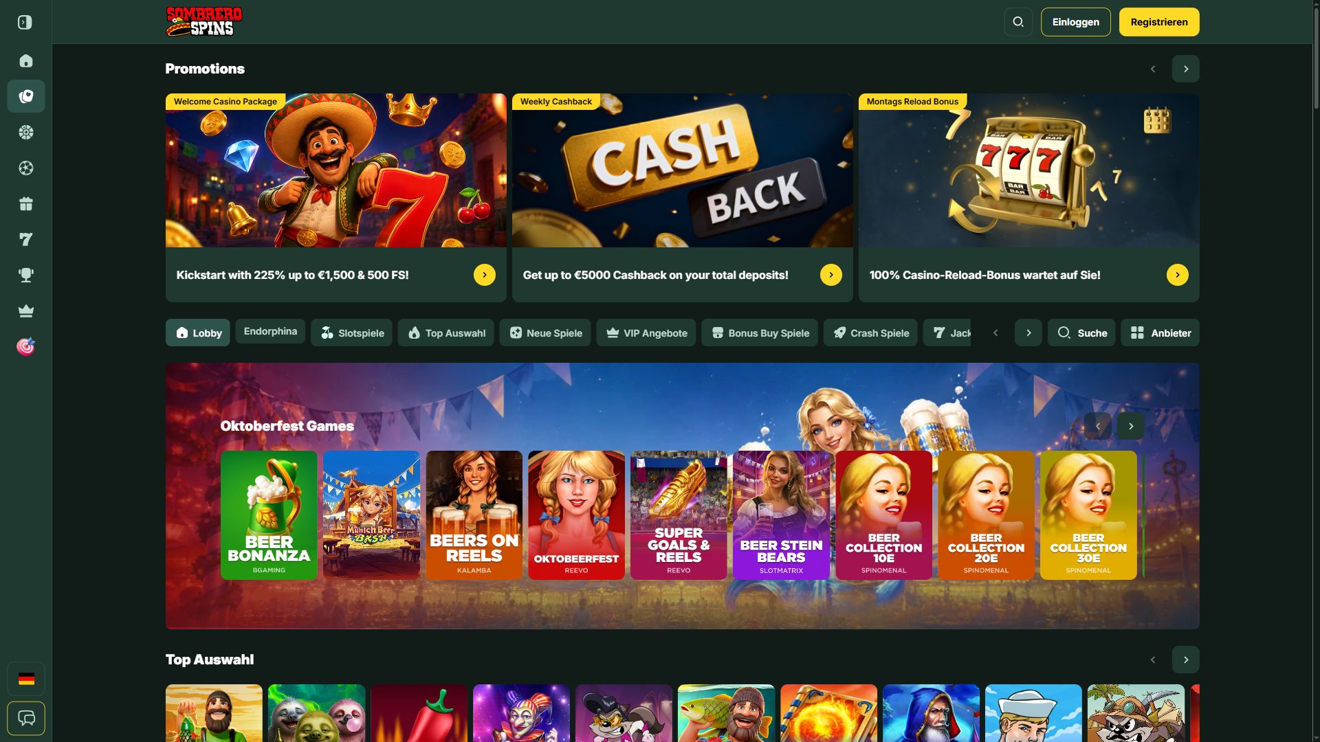 Sombrero Spins — Lobby (Desktop)