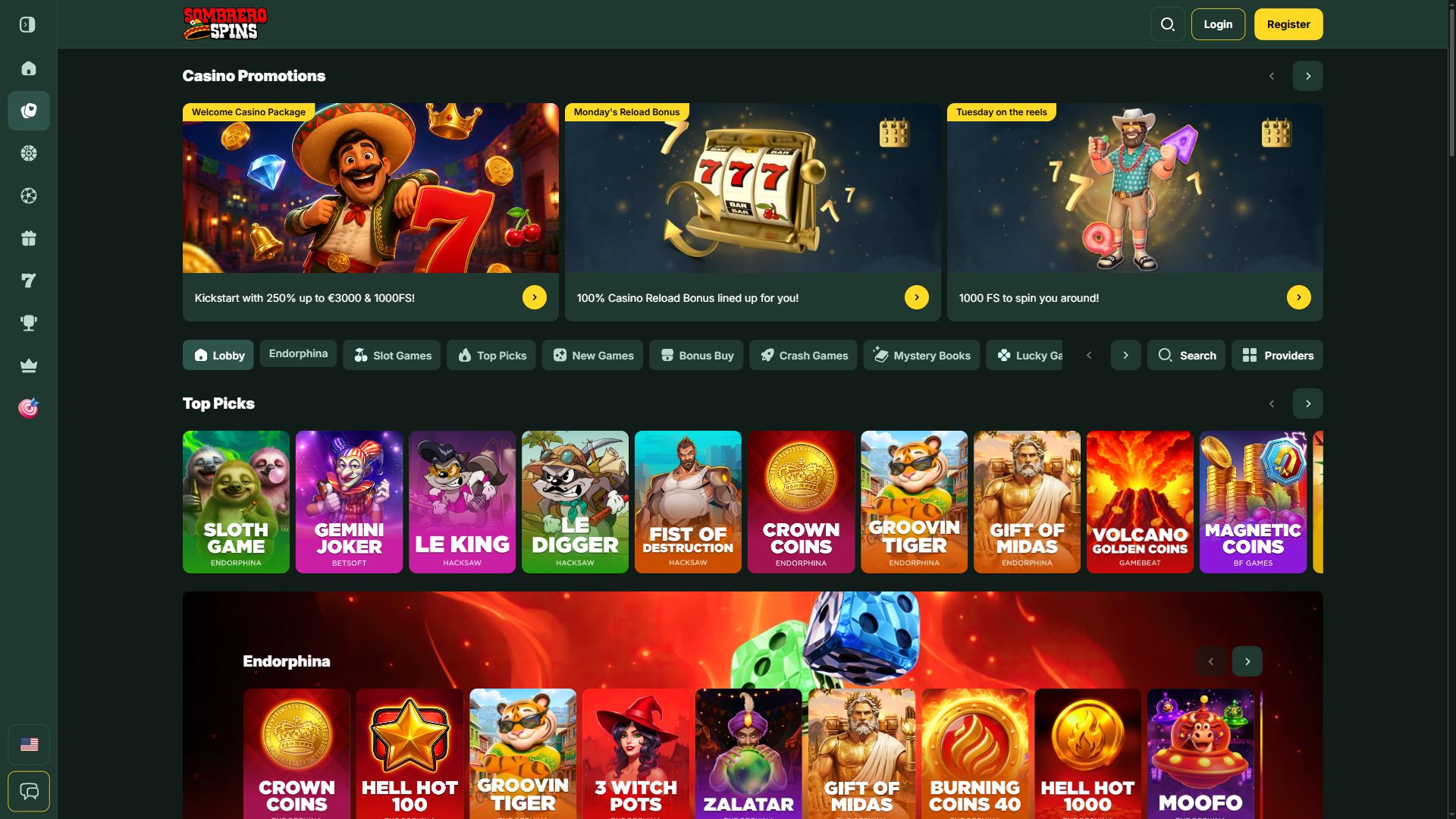 Sombrero Spins — Lobby (Desktop)